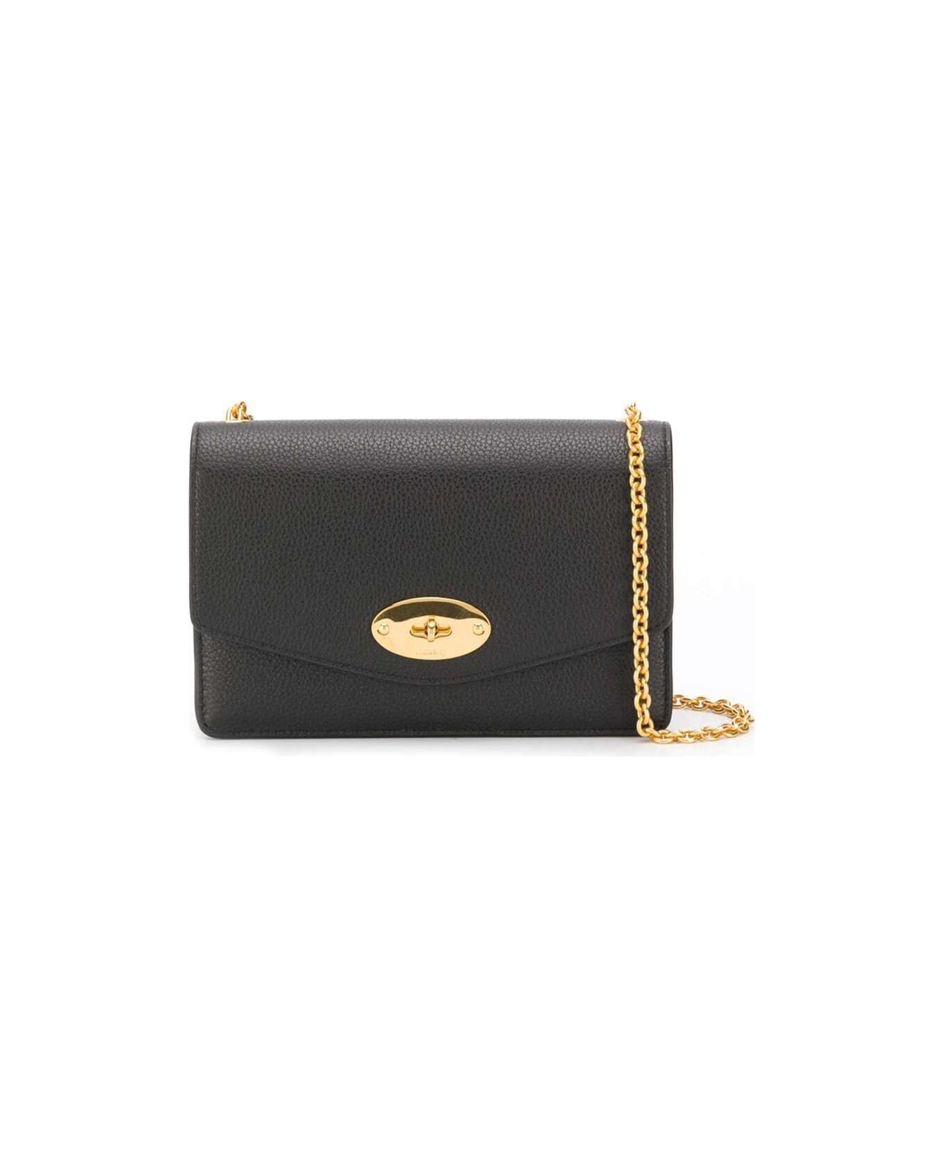 Mulberry 'small Darley' Black Shoulder Bag With Twist Closure In Grainy Leather Woman - Black