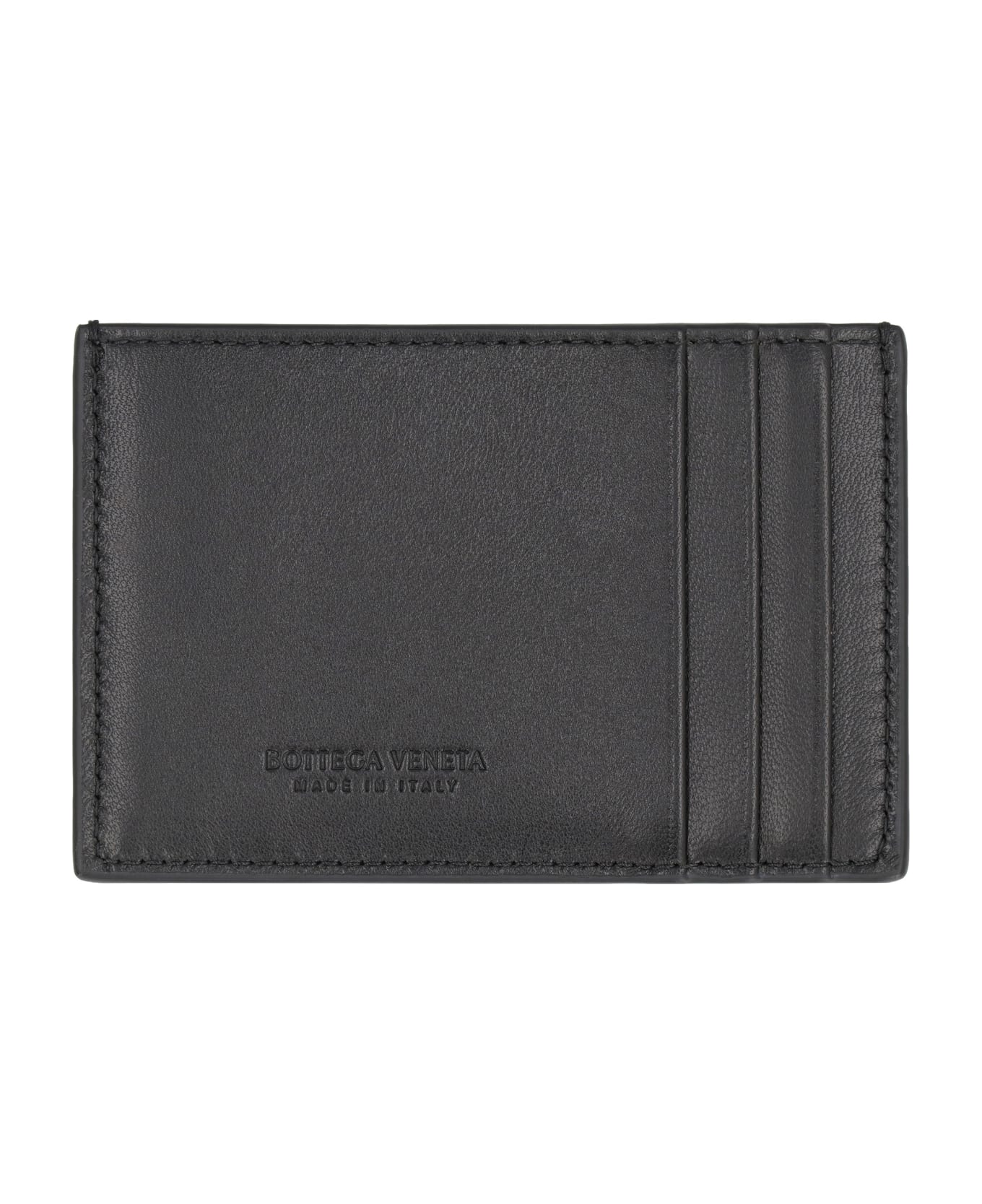 Bottega Veneta Cassette Leather Card Holder - BLACK
