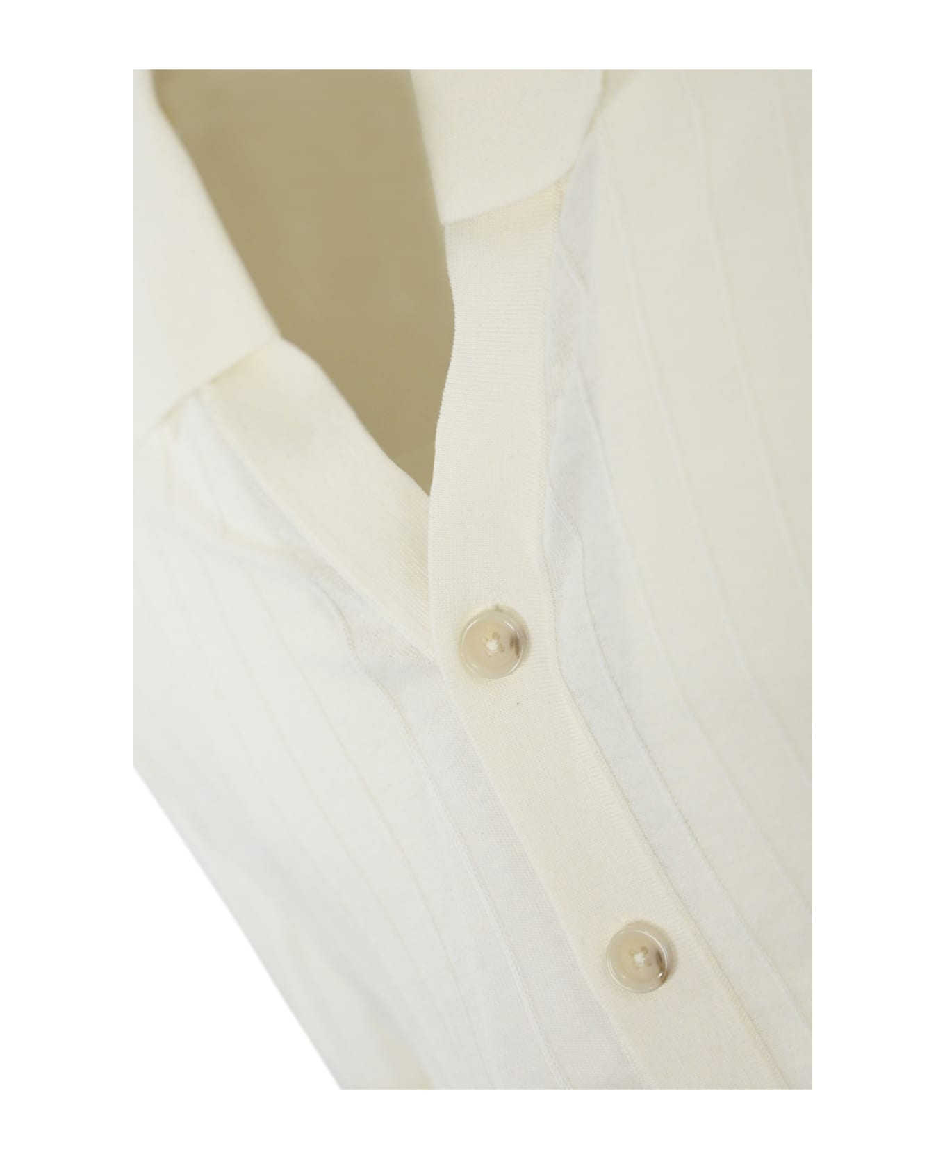 Paolo Pecora Silk And Cotton Knit Shirt - Grigio/ecrù