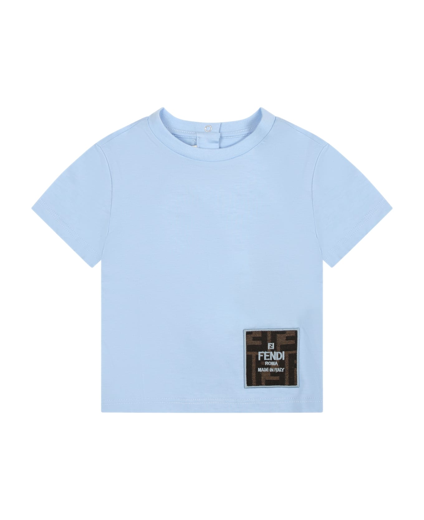 Fendi Light Blue T-shirt For Baby Boy With Ff - Light Blue
