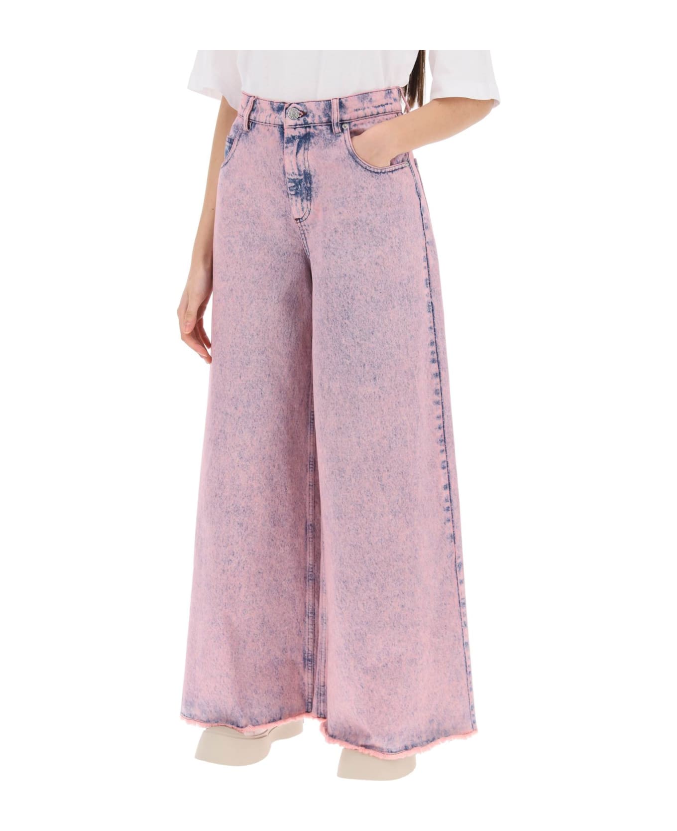 Marni Wide Leg Jeans In Overdyed Denim - PINK GUMMY (Pink)