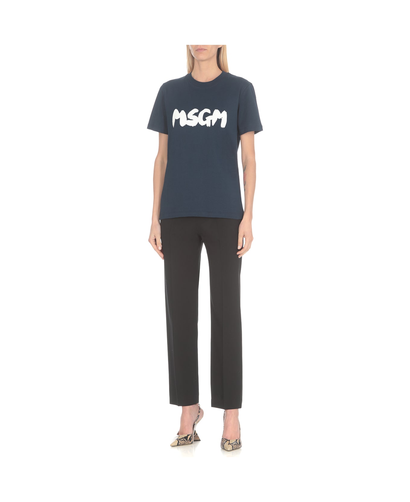 MSGM T-shirt With Logo - Navy Tシャツ