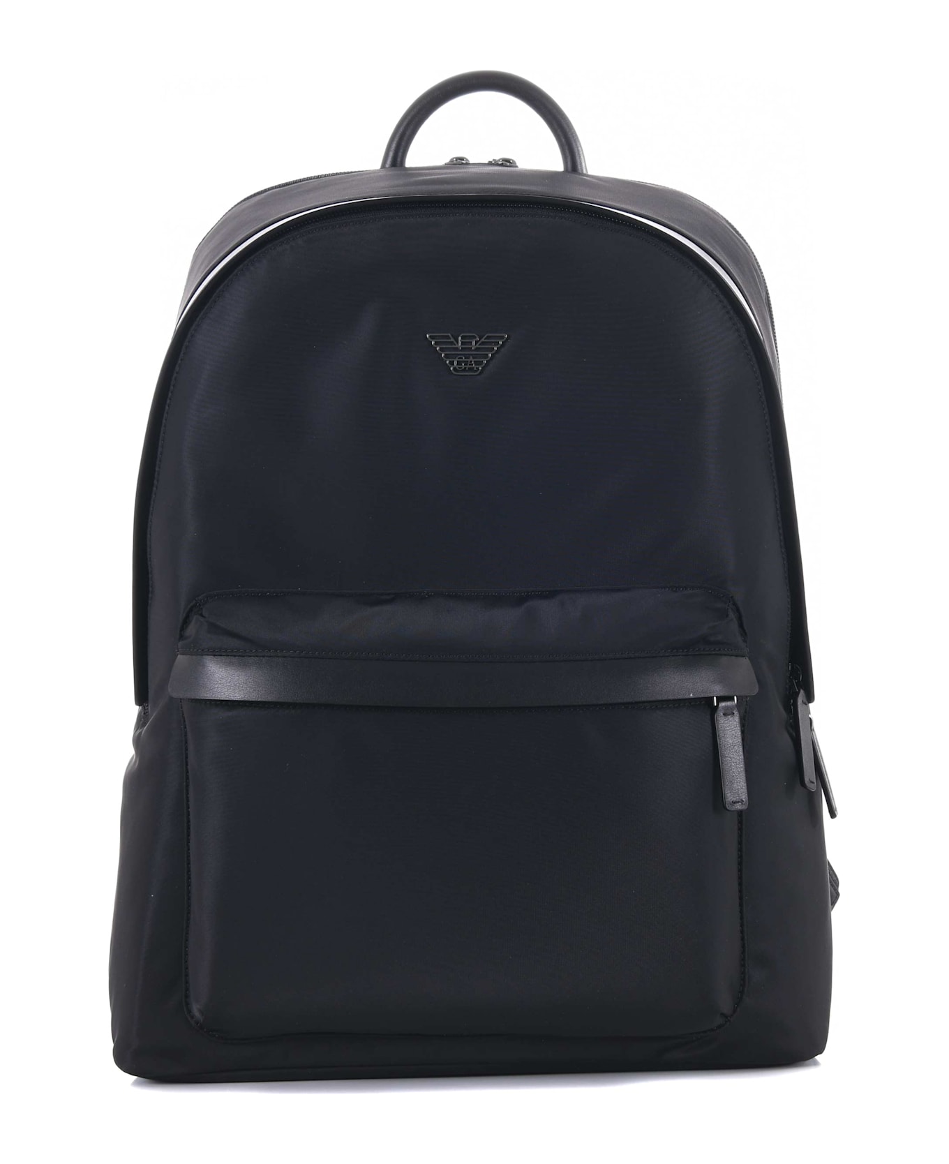 Emporio Armani Round Shape Nylon Backpack - Black