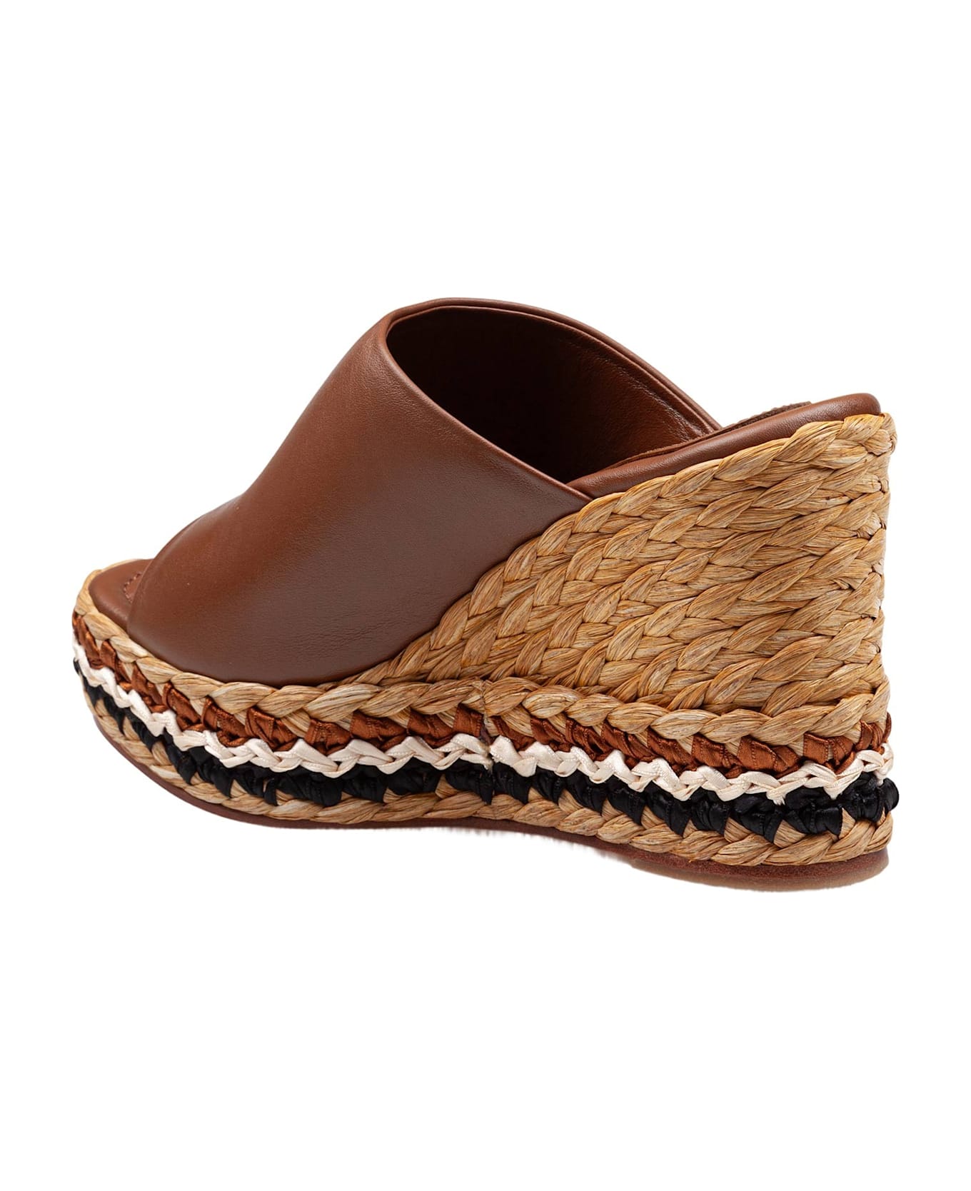 Paloma Barceló Paloma Oriane Leather Sandal With Raffia Wedge - Leather