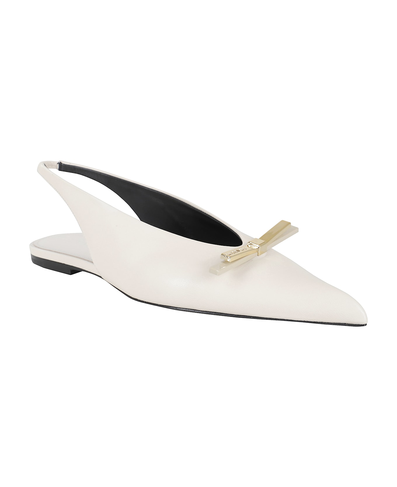 Lanvin Bow Flat Slingback - Light Beige