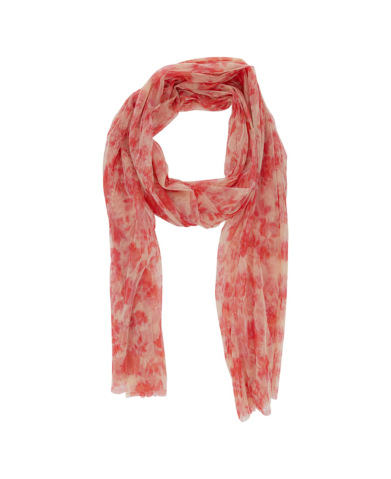 Philosophy di Lorenzo Serafini Pink Stole With All-over Floreal Print In Tulle Woman - Pink スカーフ＆ストール