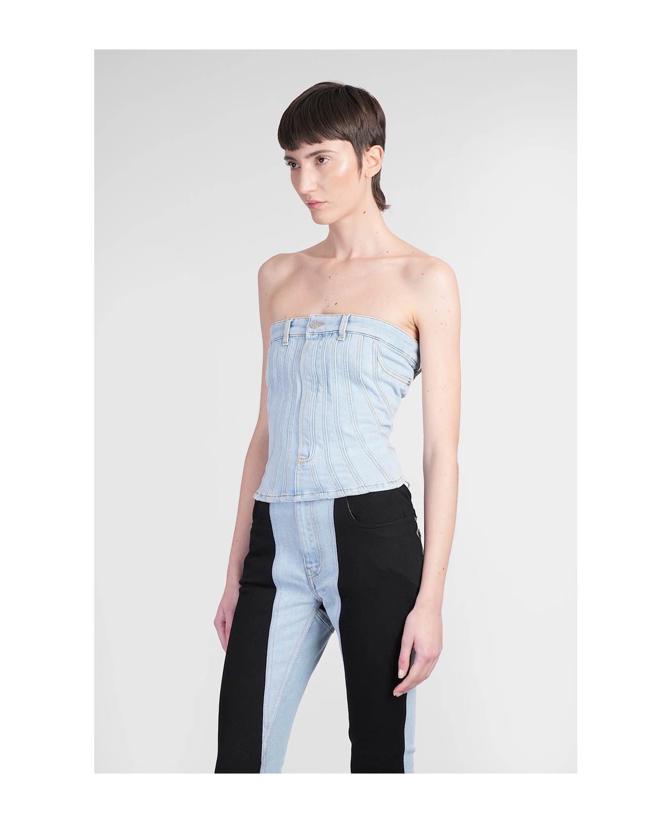 Mugler Topwear In Blue Denim - blue
