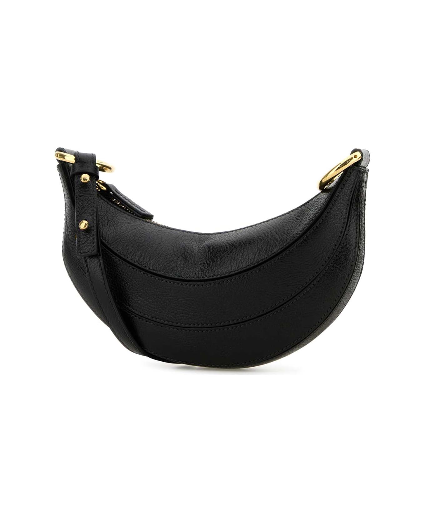 Chloé Black Leather Banana Crossbody Bag - BLACK