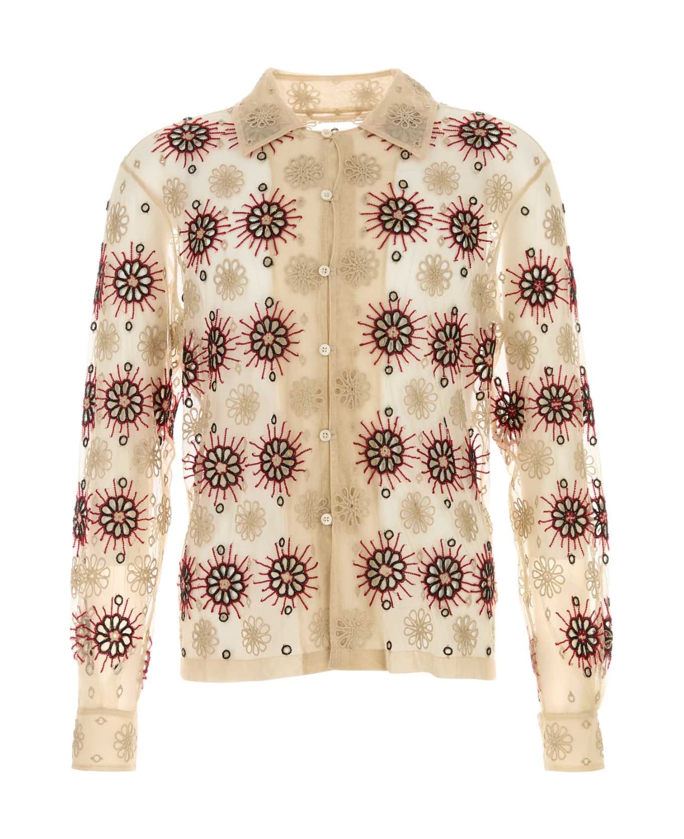 Bode Embellished Tulle Solarium Shirt - ECRUMULTI