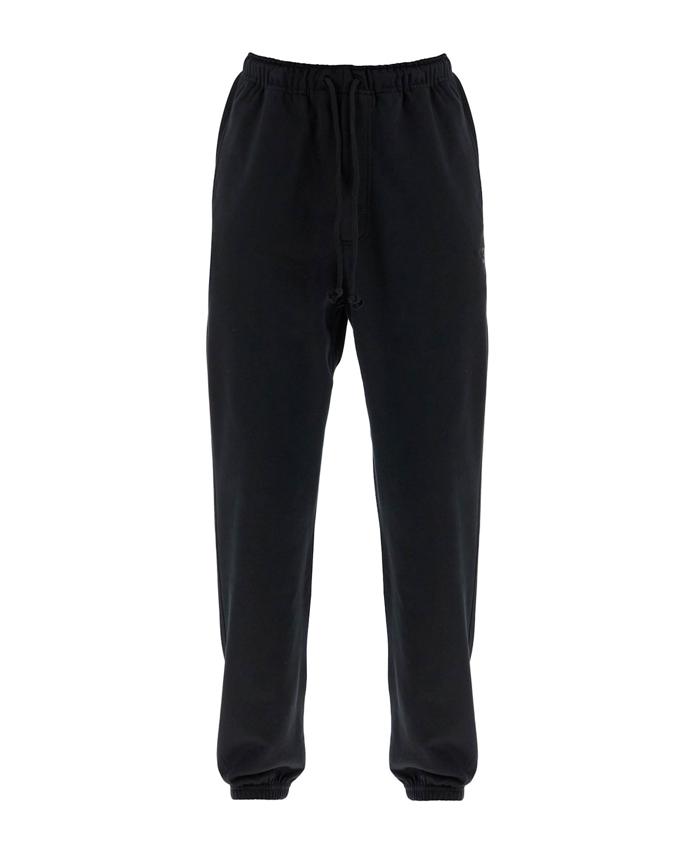 Y-3 Wide Leg High Waist Black Cotton Pants With Adjustable Drawstring - BLACK (Black)