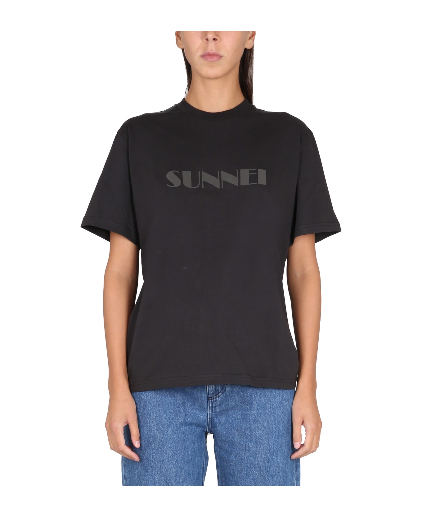 Sunnei T-shirt With Logo - NERO