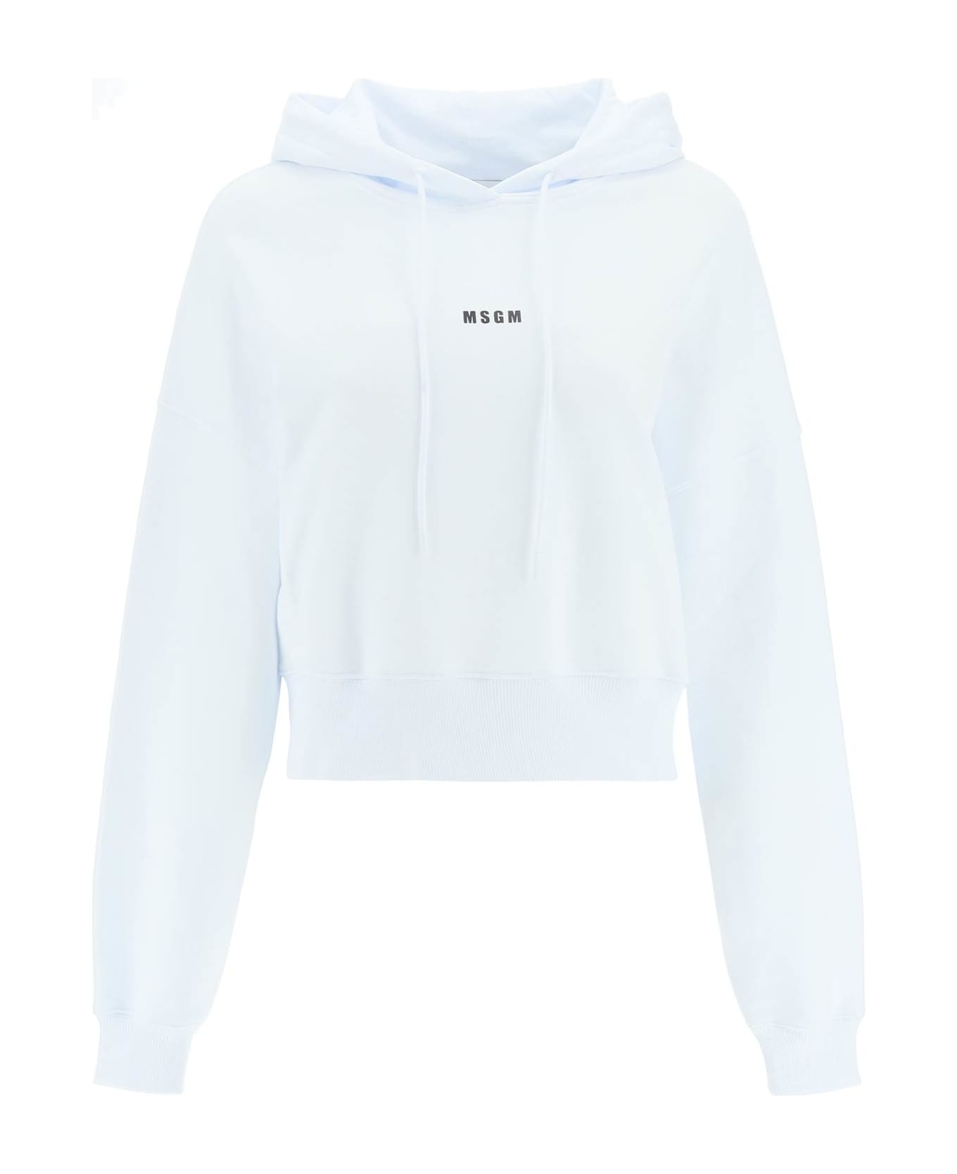 MSGM Small Logo Cropped Sweatshirt - OPTICAL WHITE (White)