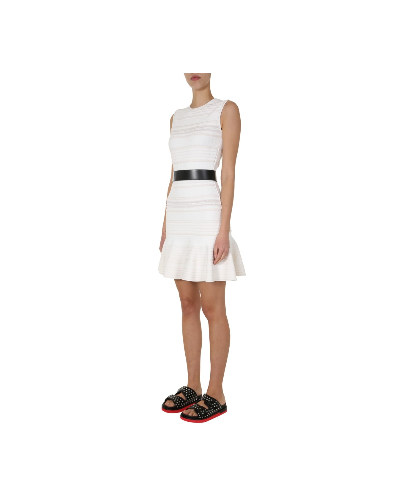 Alexander McQueen Knitted Mini Dress - WHITE