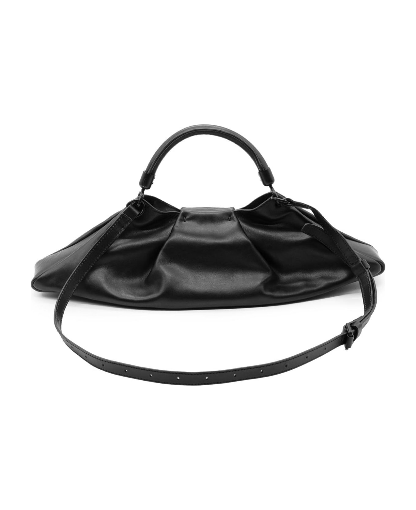 Vic Matié Black Leather Clutch Bag With Shoulder Strap - BLACK
