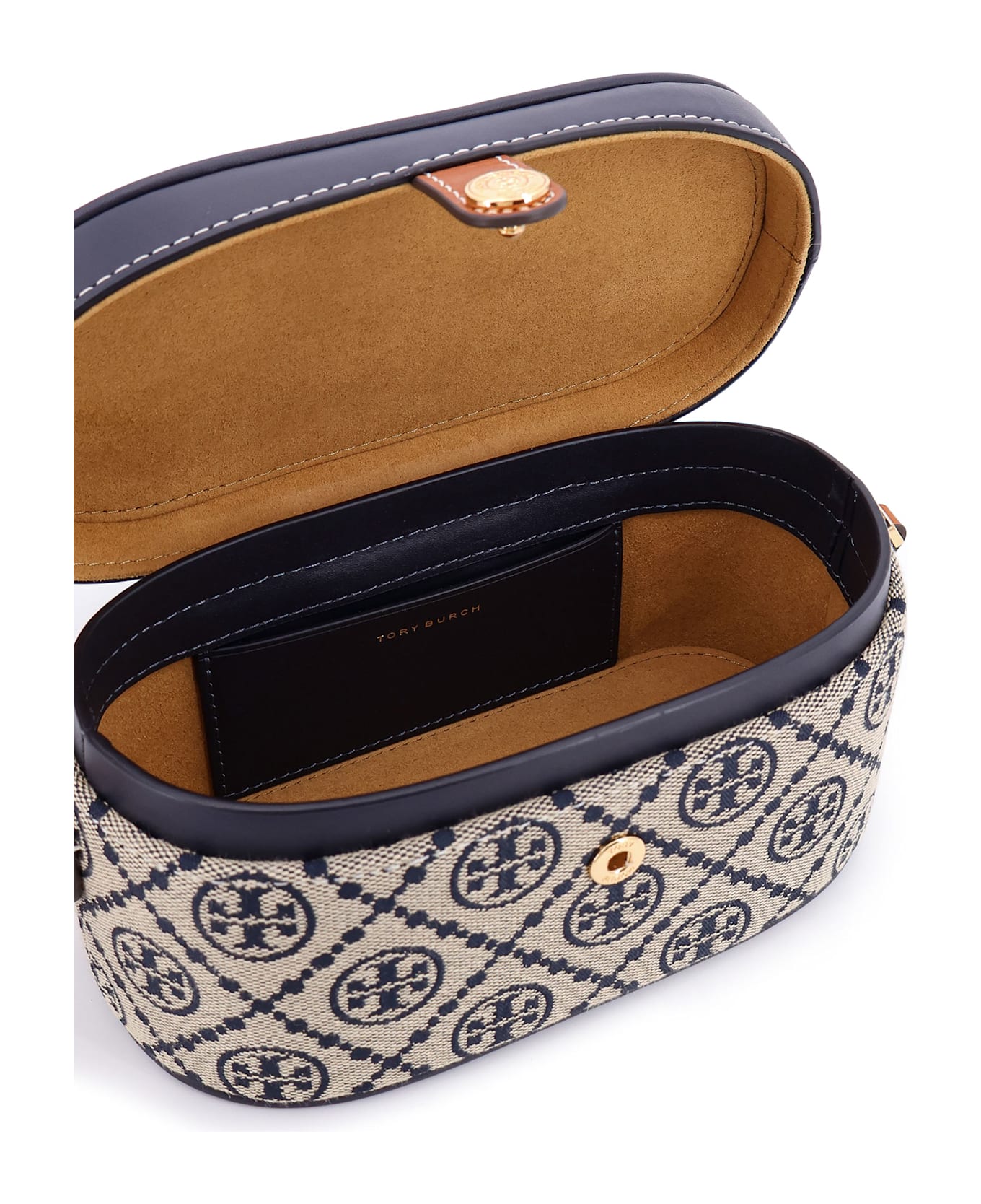 Tory Burch Leather And T Monogram Fabric Beauty Case - Tory navy