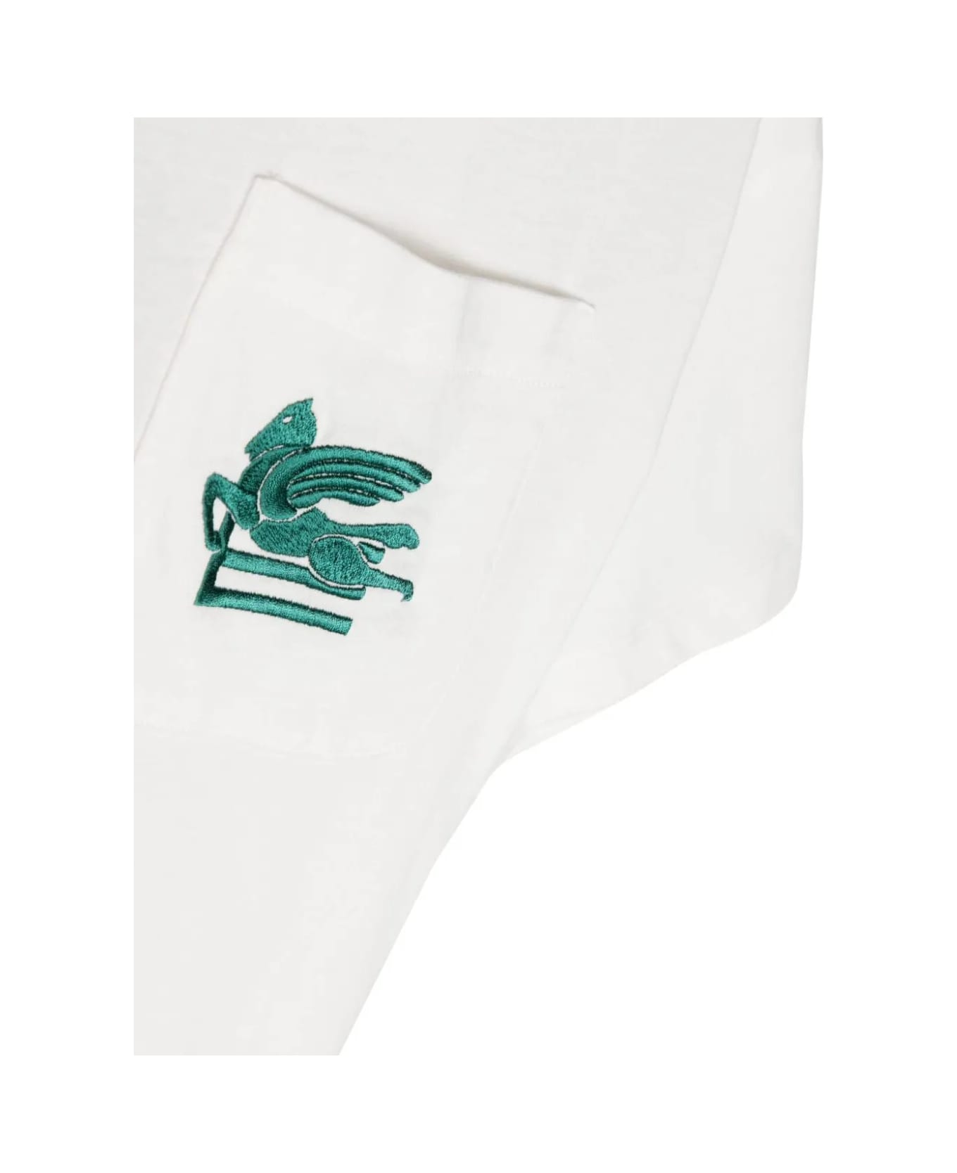 Etro White T-shirt With Etro Pegasus Logo In Green - Green