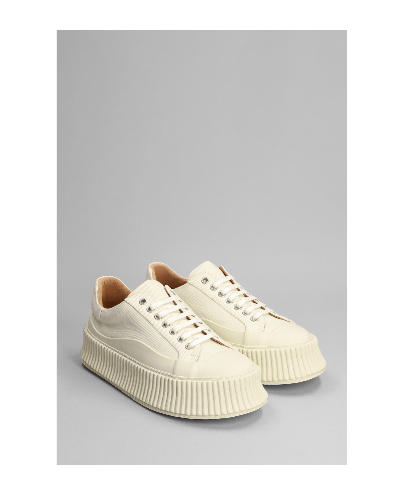 Jil Sander Sneakers In White Cotton - white