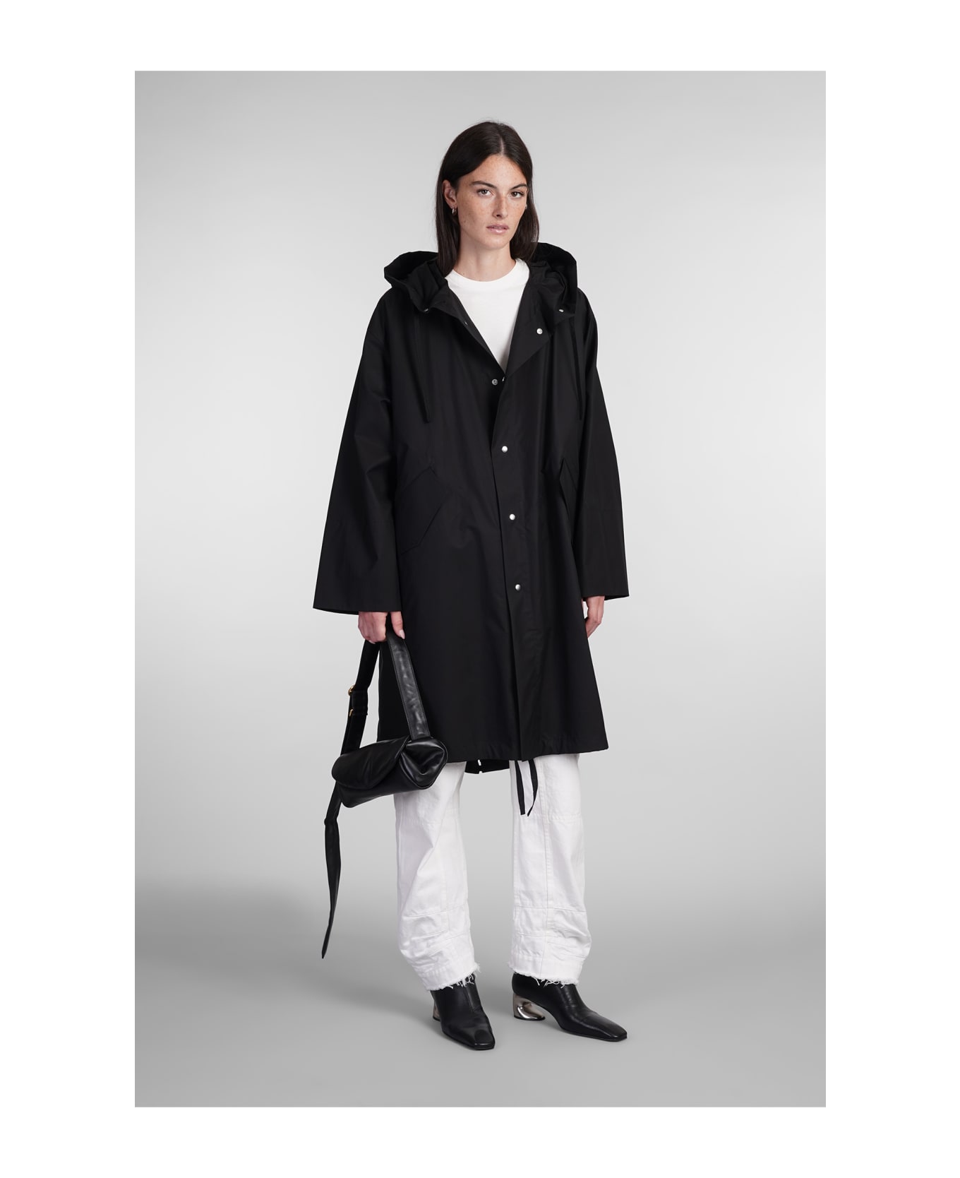 Jil Sander Black Hooded Midi Parka - Black