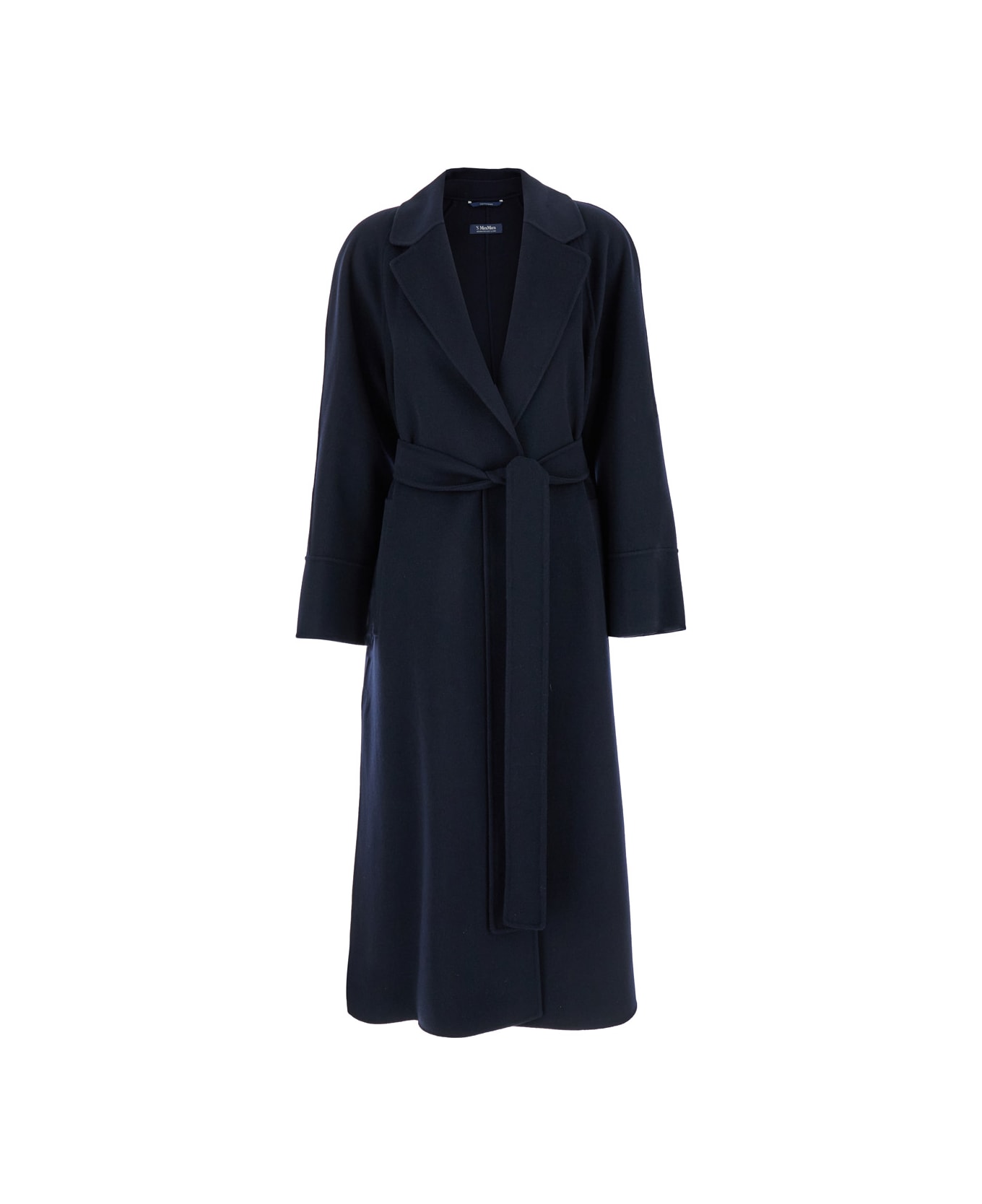 'S Max Mara 'agata' Blue Coat With Matching Belt Il Wool Woman