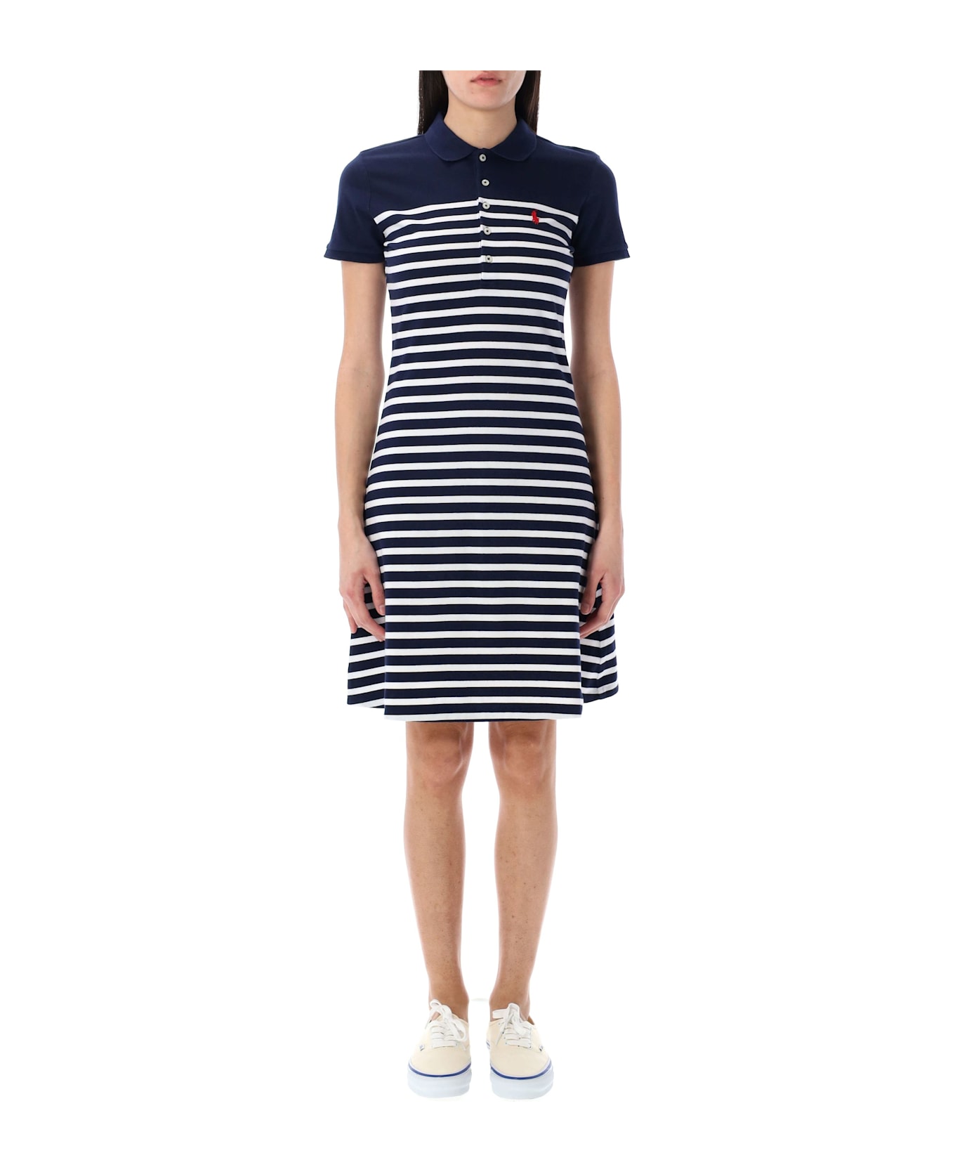 Polo Ralph Lauren Polo Shirt Dress - CRUISE NAVY WHITE