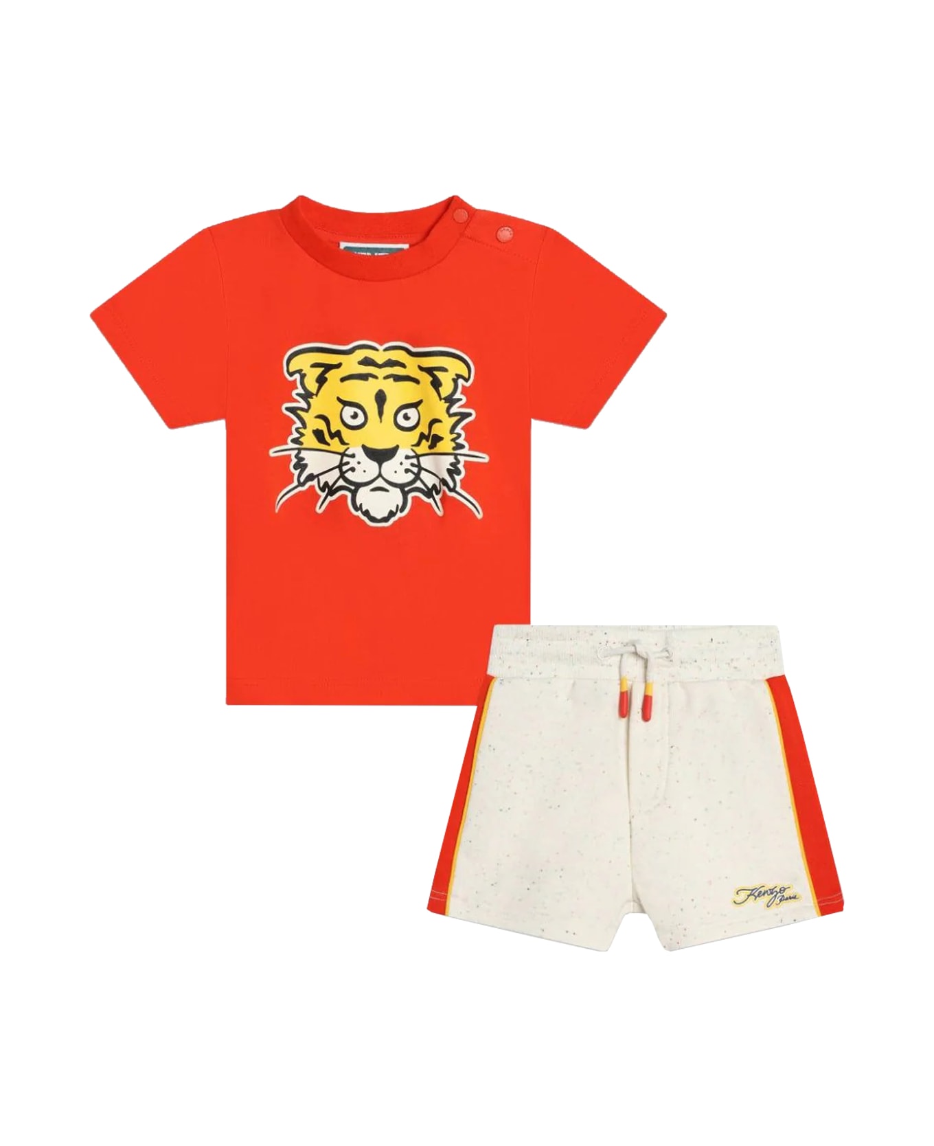 Kenzo Cotton T-shirt And Bermuda Shorts - Red
