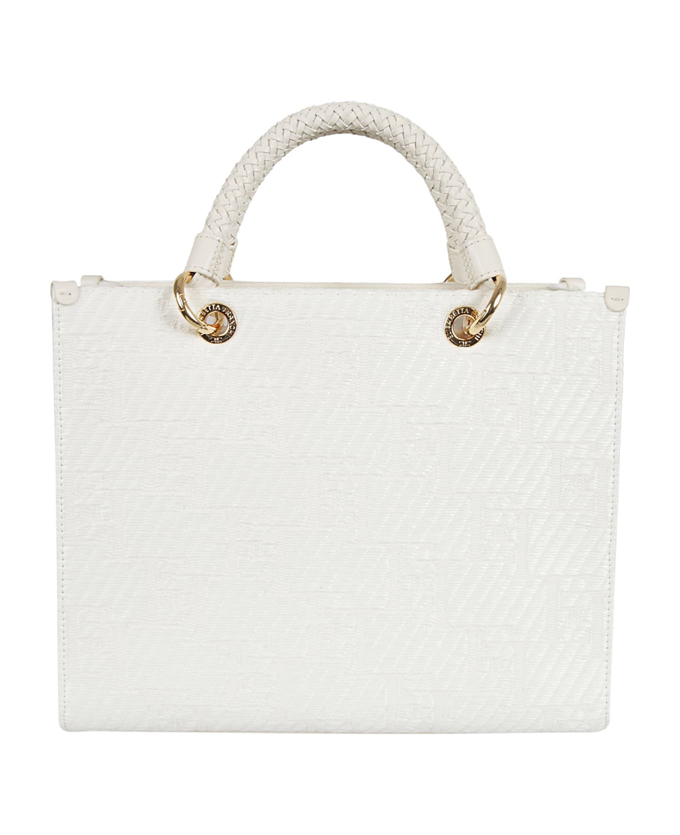Elisabetta Franchi Woven Top Handle Patterned Tote - Avorio トートバッグ