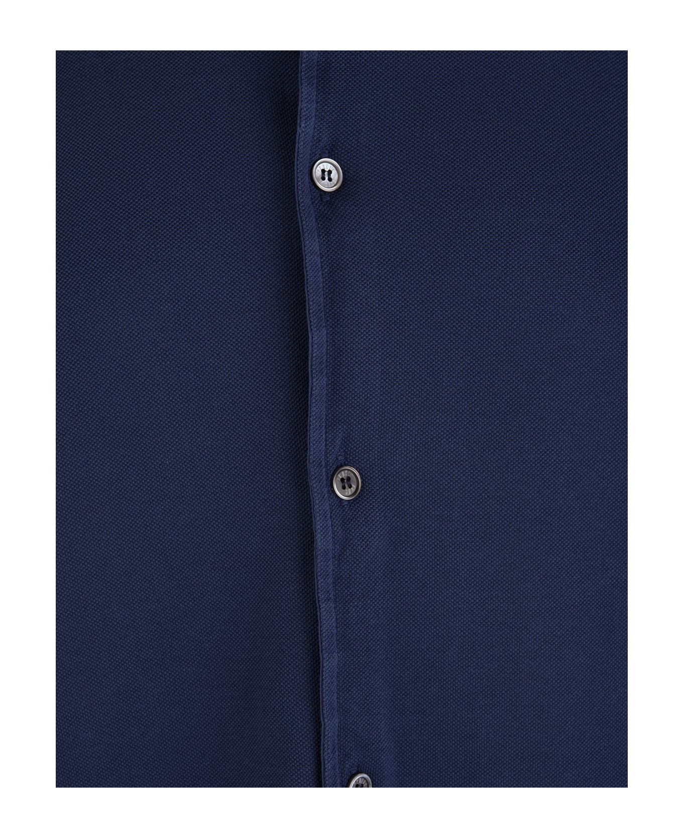 Fedeli Shirt In Royal Blue Cotton Piqué - Blue