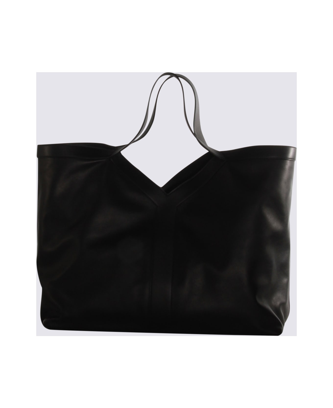 Saint Laurent Black Leather Y Maxi Top Handle Bag - Black