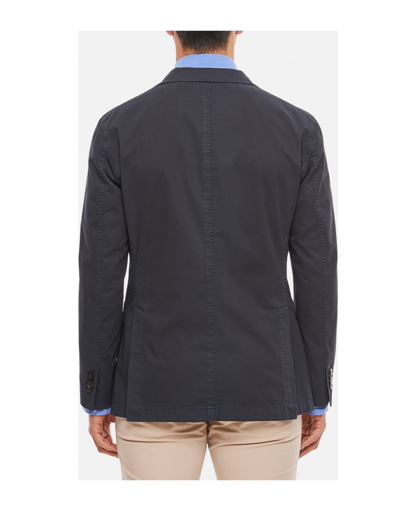 Boglioli Single-breasted Jacket In Stretch Cotton Twill, 2 Buttons - Blue
