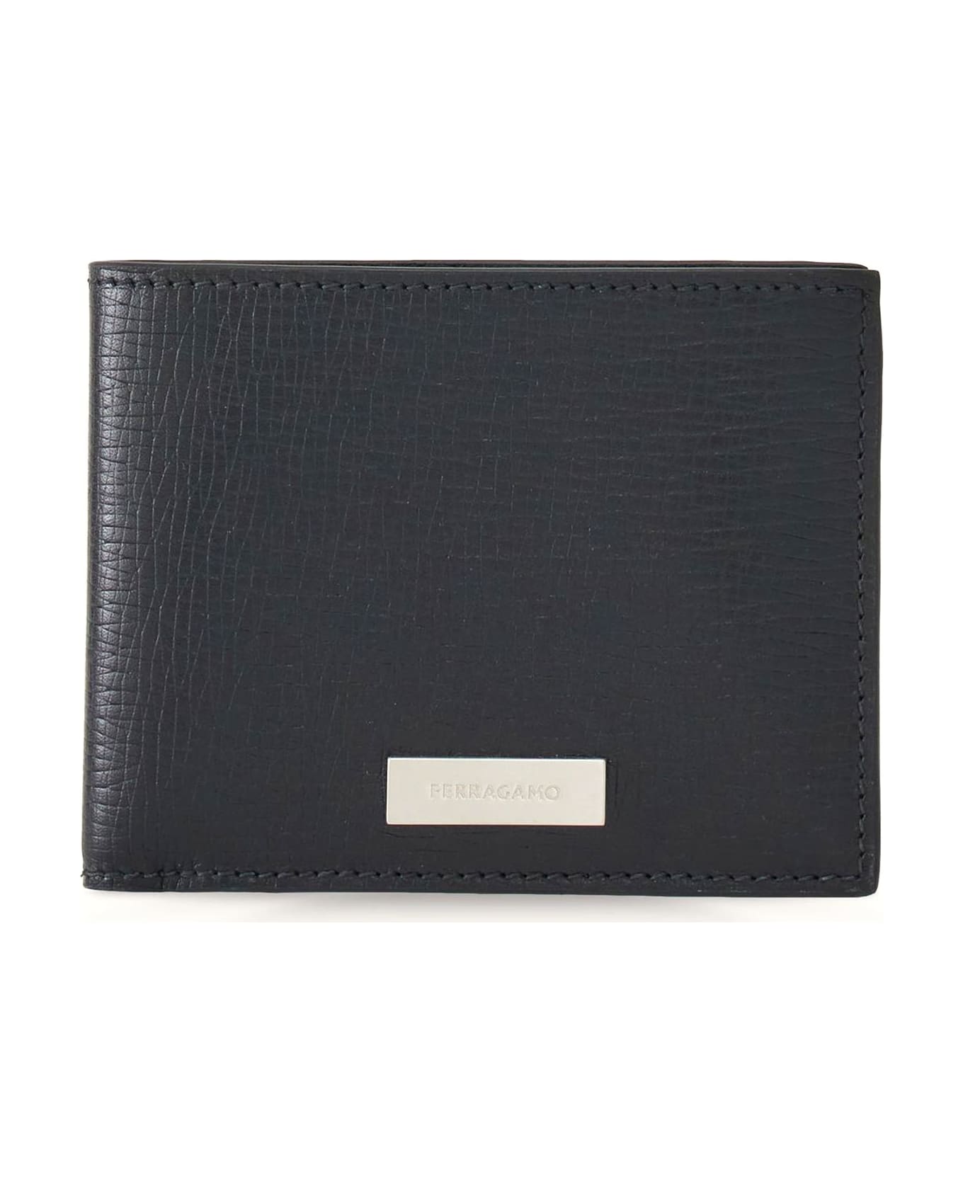 Ferragamo Grained Calfskin Leather Wallet - Black