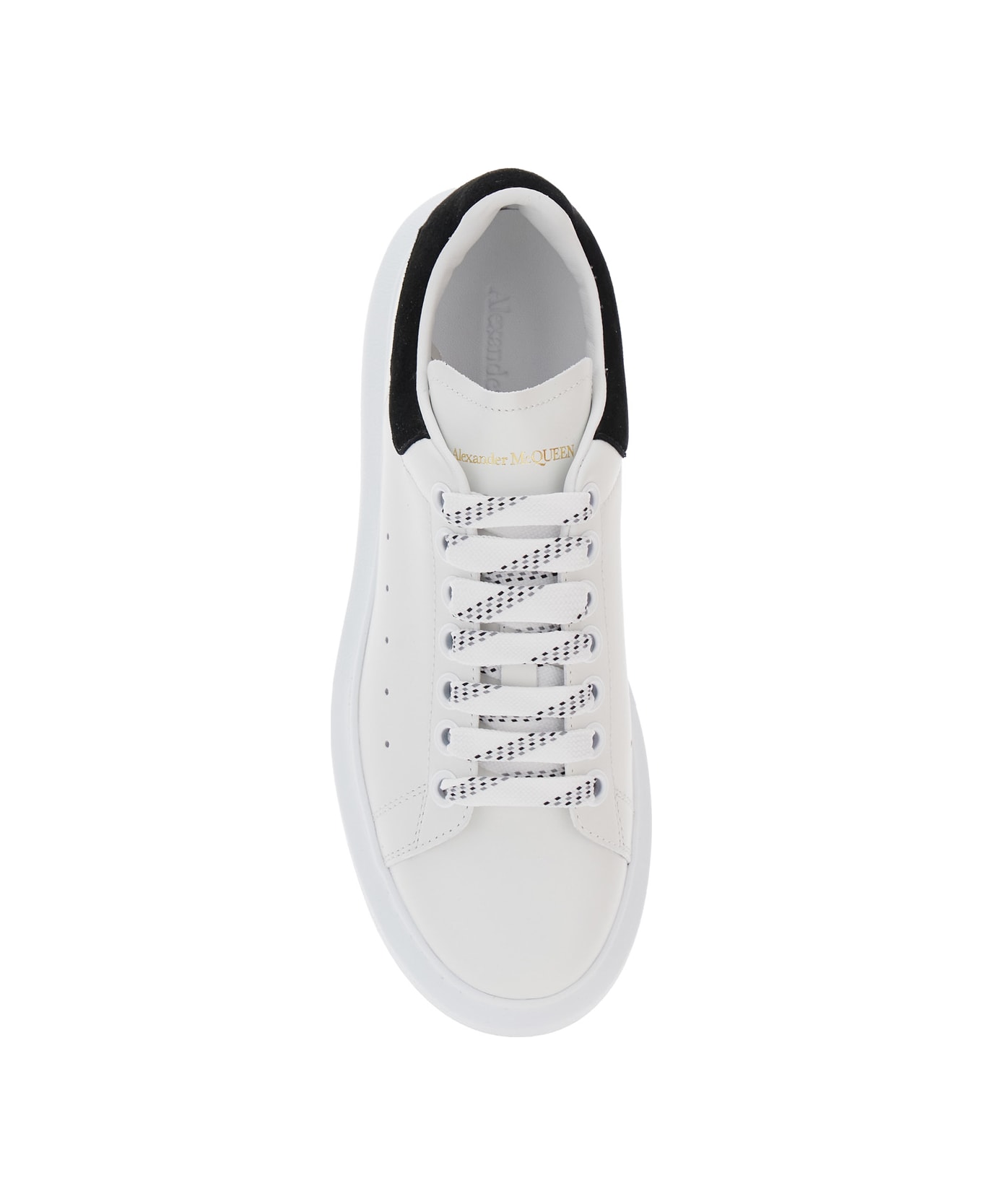 Alexander McQueen Black And White Low Top Sneakers With Logo Lettering On The Tongue And Contrasting Heel With Logo Lettering In Leather Woman - White/black