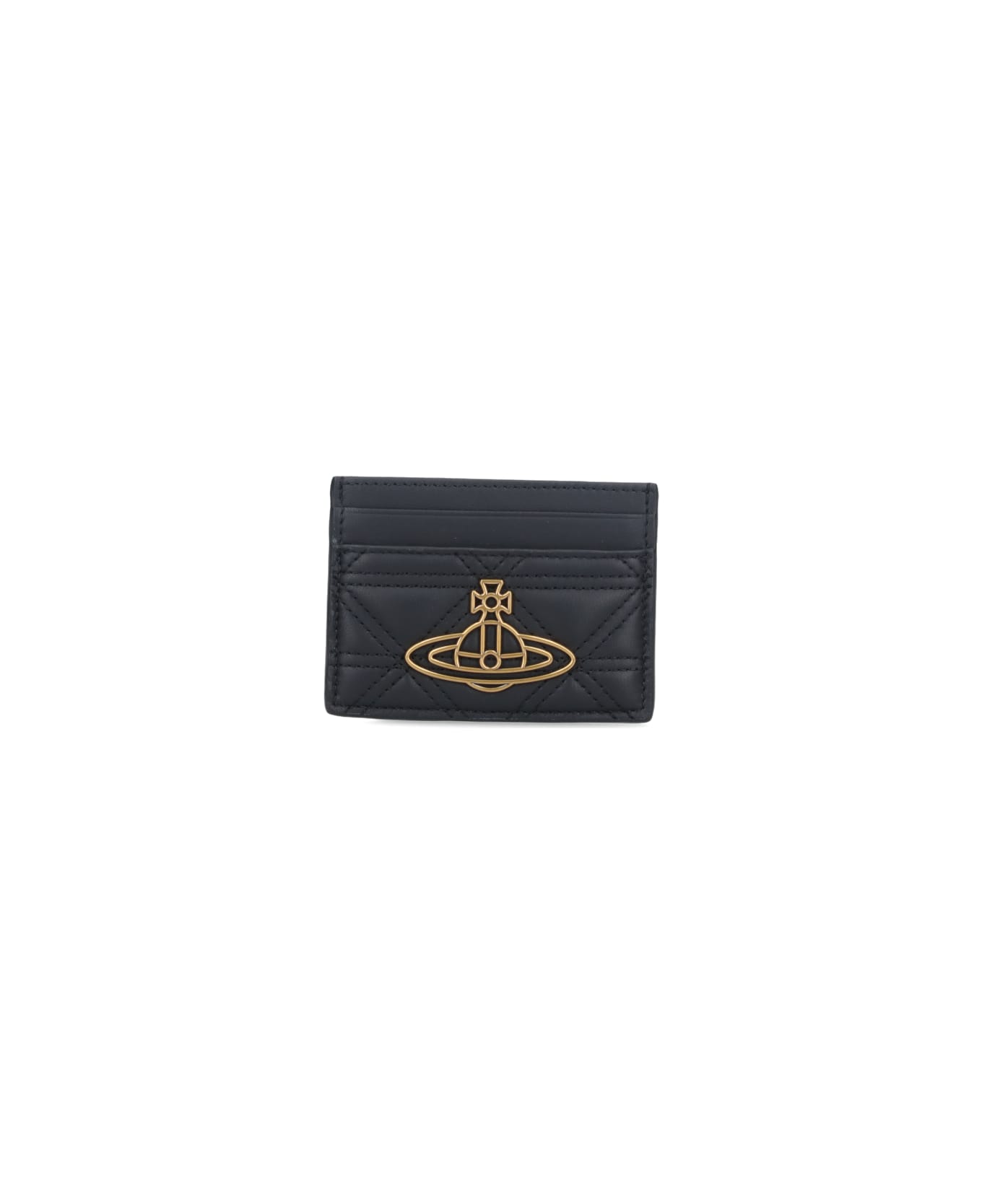 Vivienne Westwood Quilted Logo Card Holder - Black  