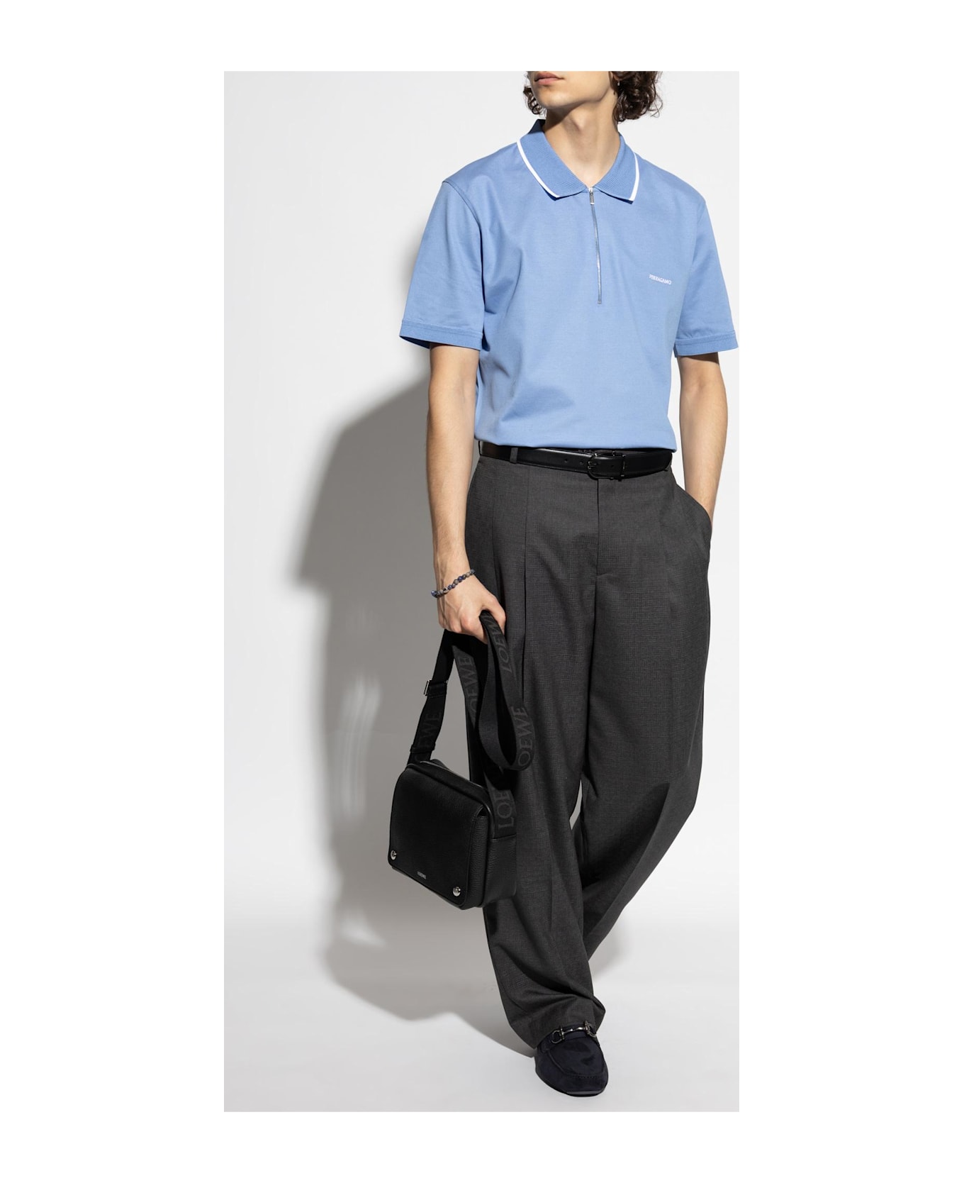 Ferragamo Polo With Logo - BLUE
