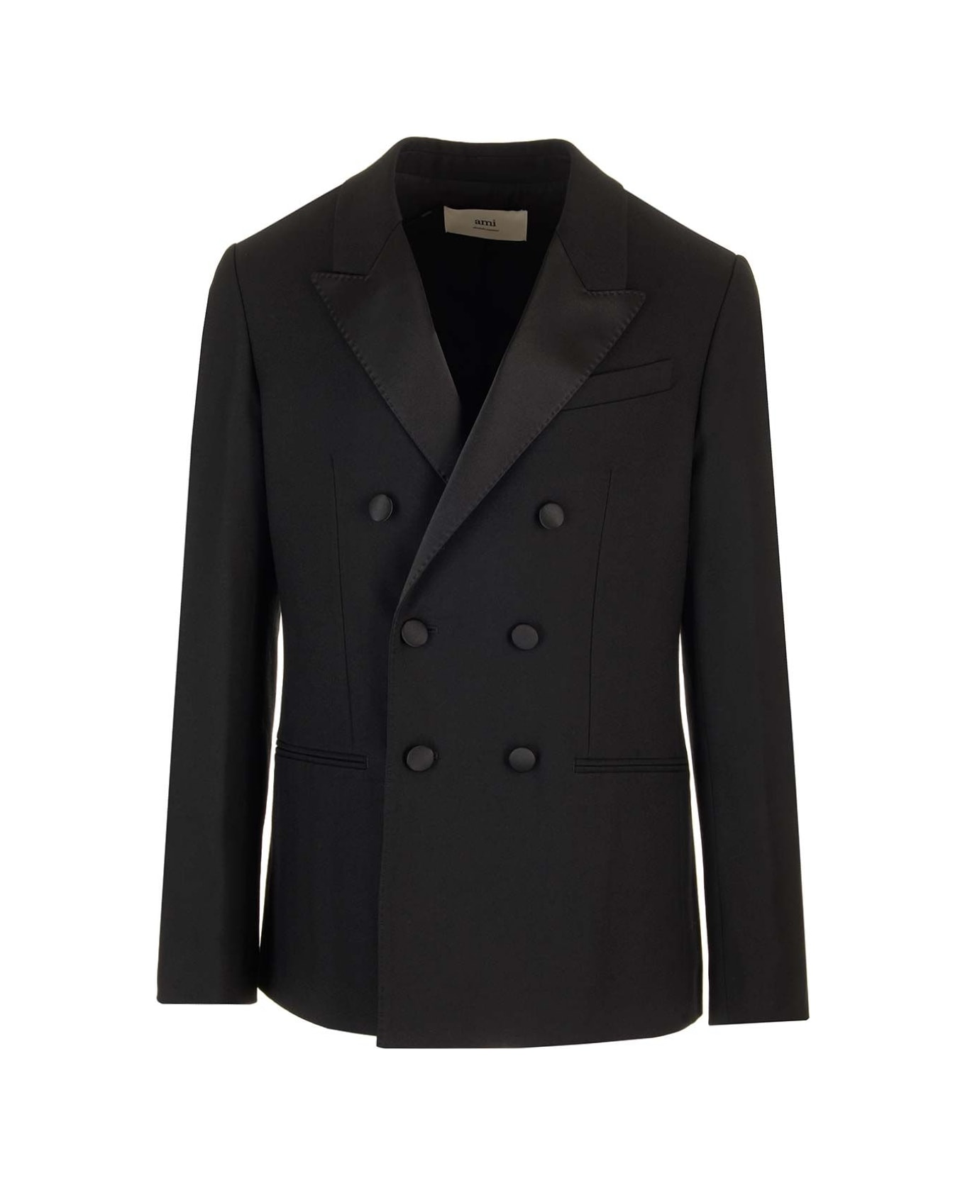 Ami Alexandre Mattiussi Double-breasted Wool Tuxedo Blazer - Black