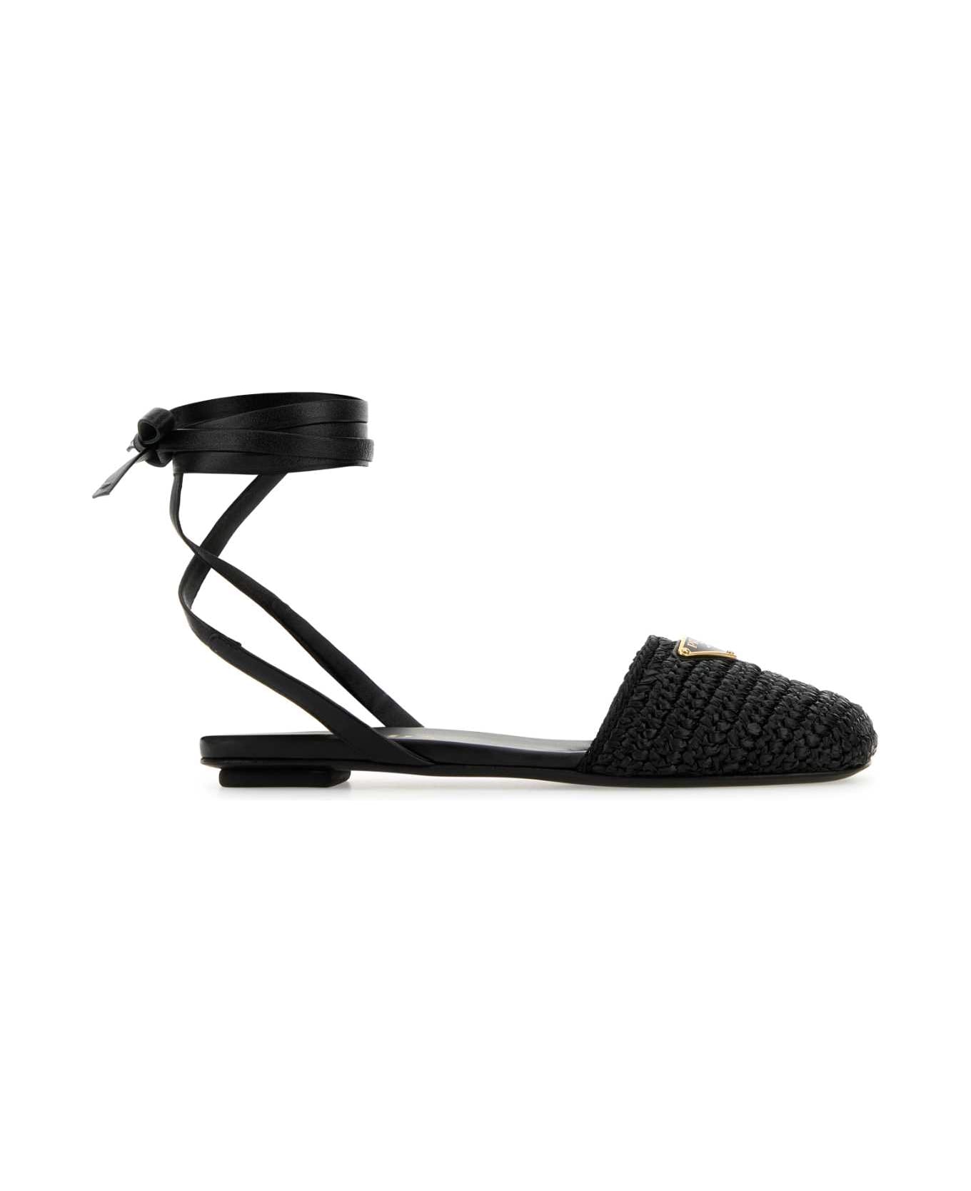 Prada Black Raffia Sandals - NERO