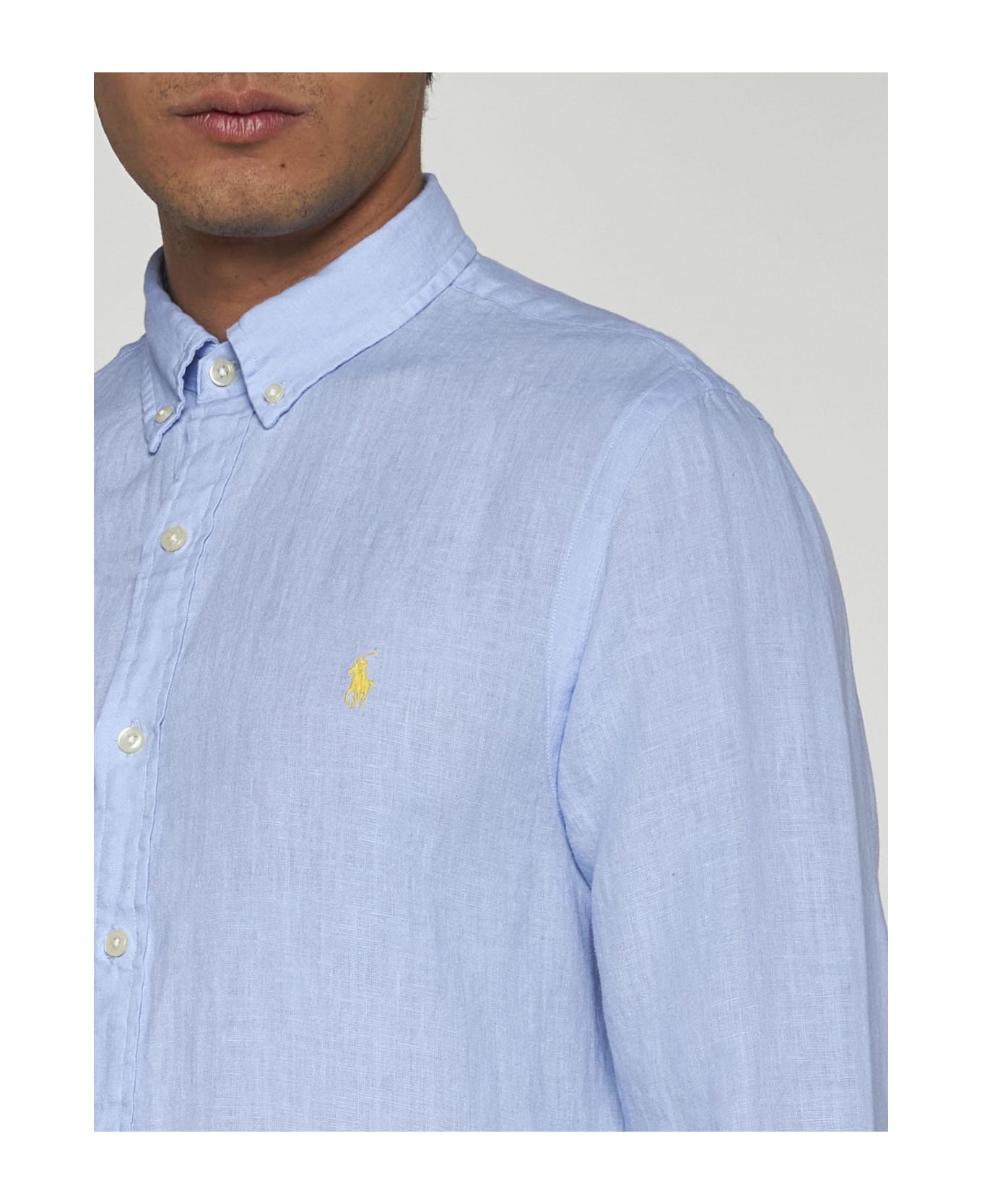 Ralph Lauren Logo Linen Shirt - BLUE HYACINTH
