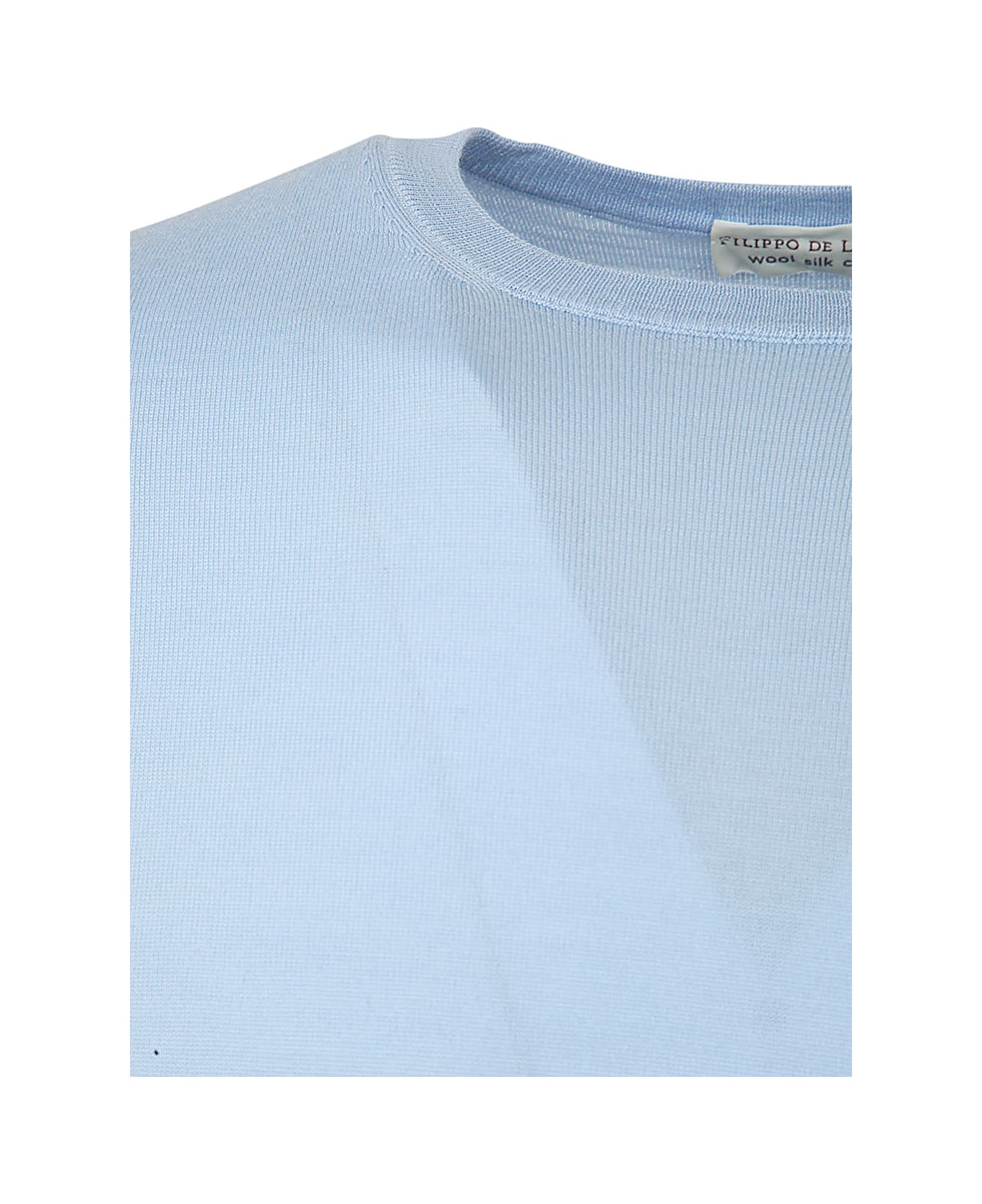 Filippo De Laurentiis Wool Silk Cashmere Long Sleeves Crew Neck Sweater - Light Blue