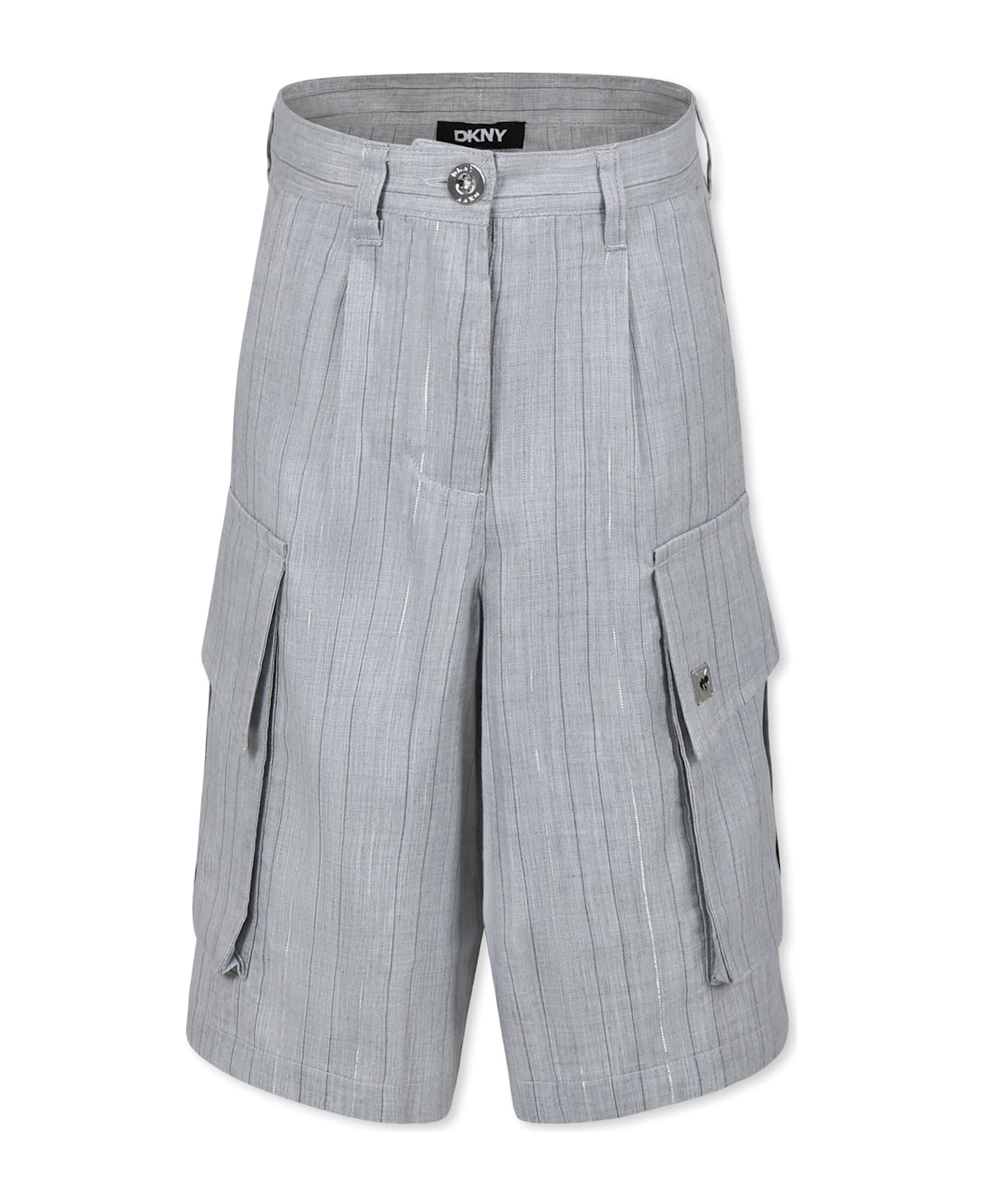 DKNY Grey Shorts For Girl With Logo - Grey
