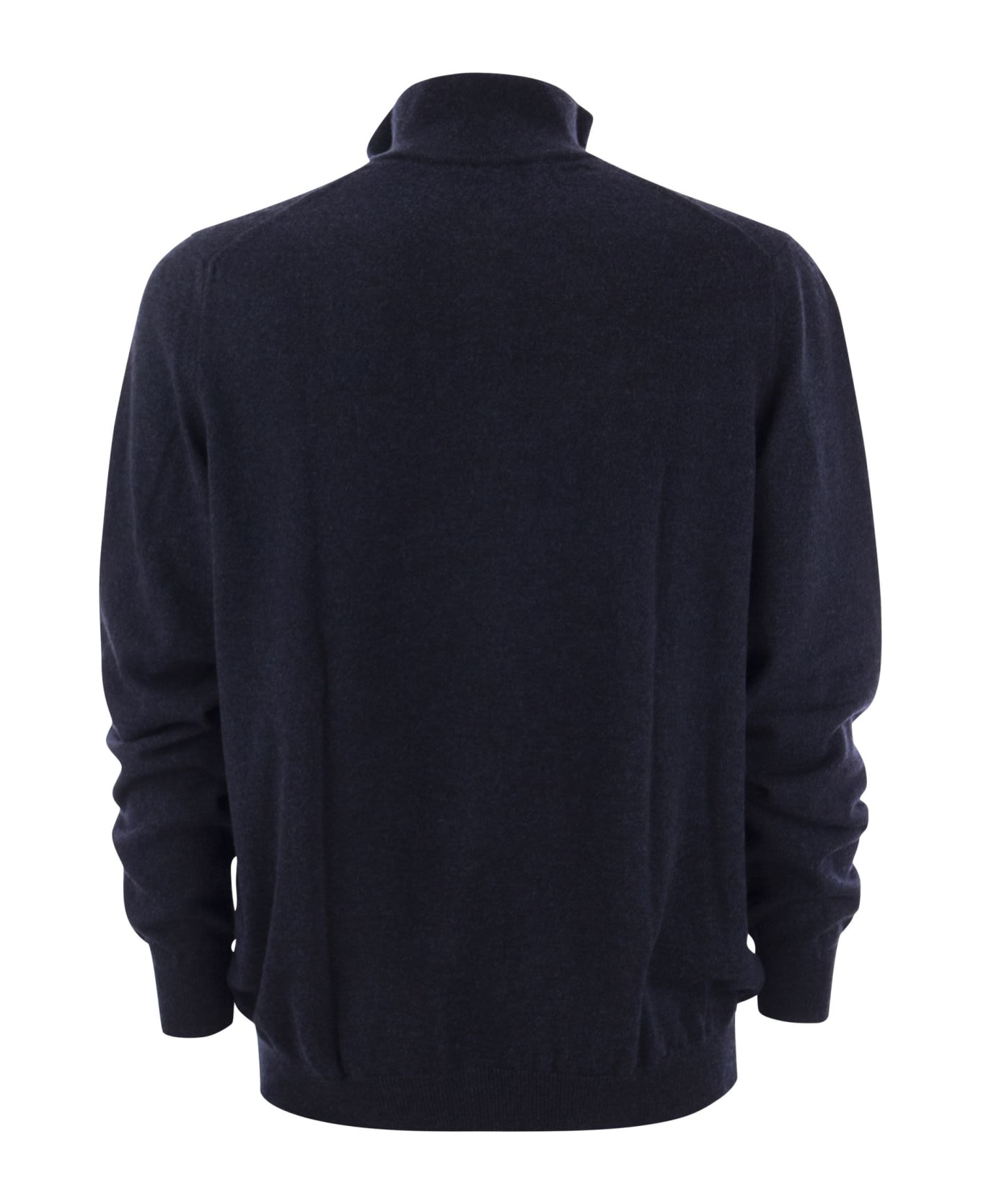 Fedeli Favonio - Zip Turtleneck Sweater In Cashmere - Navy Blue
