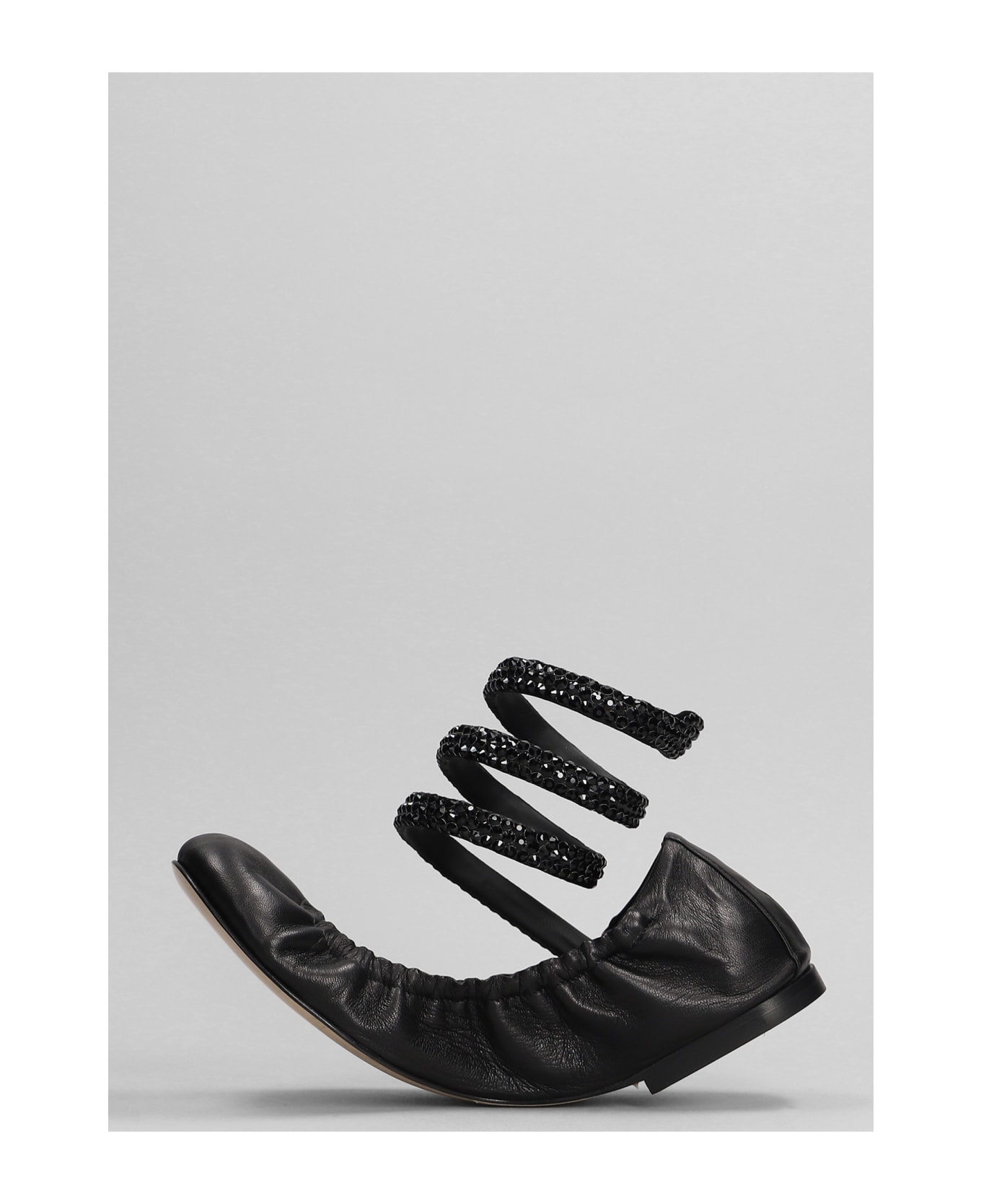 René Caovilla Cleo Ballet Flats In Black Leather - black