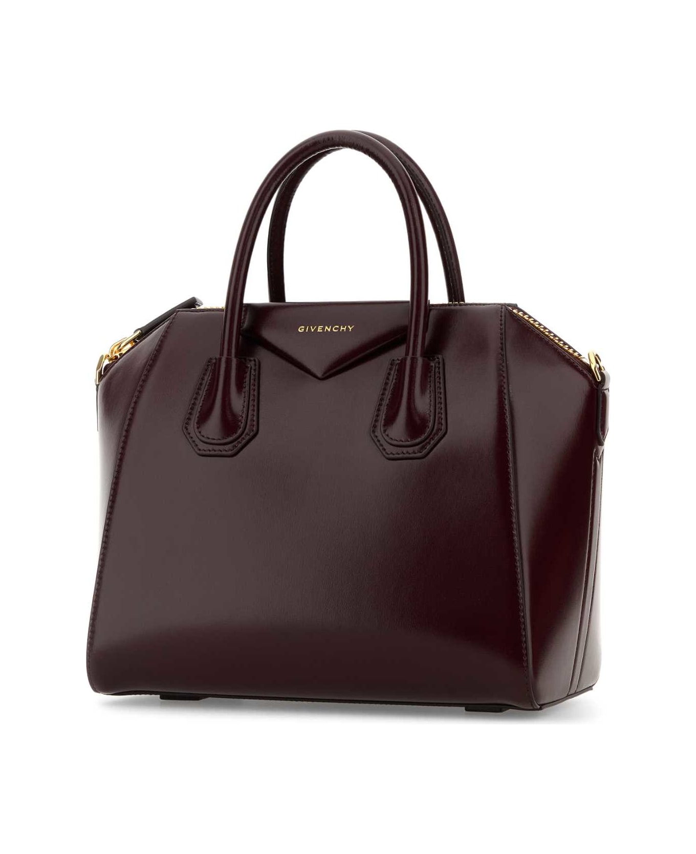 Givenchy Burgundy Leather Small Antigona Handbag - BURGUNDY