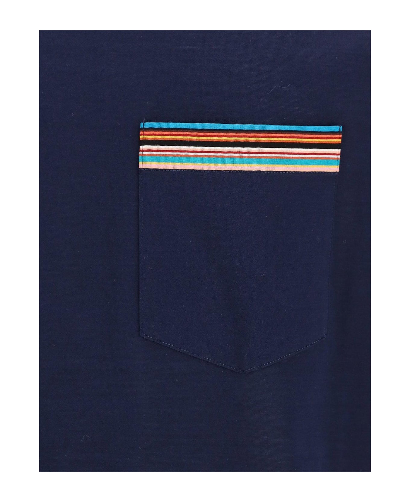 Paul Smith Stripe Printed Crewneck T-shirt - BLUE