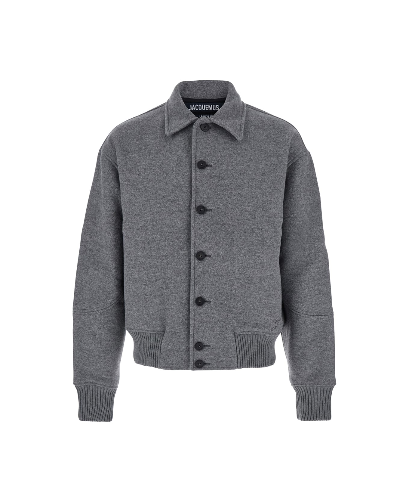 Jacquemus Grey Jacket With Classic Collar And Dropped Shoulders In Wool Man - Grey