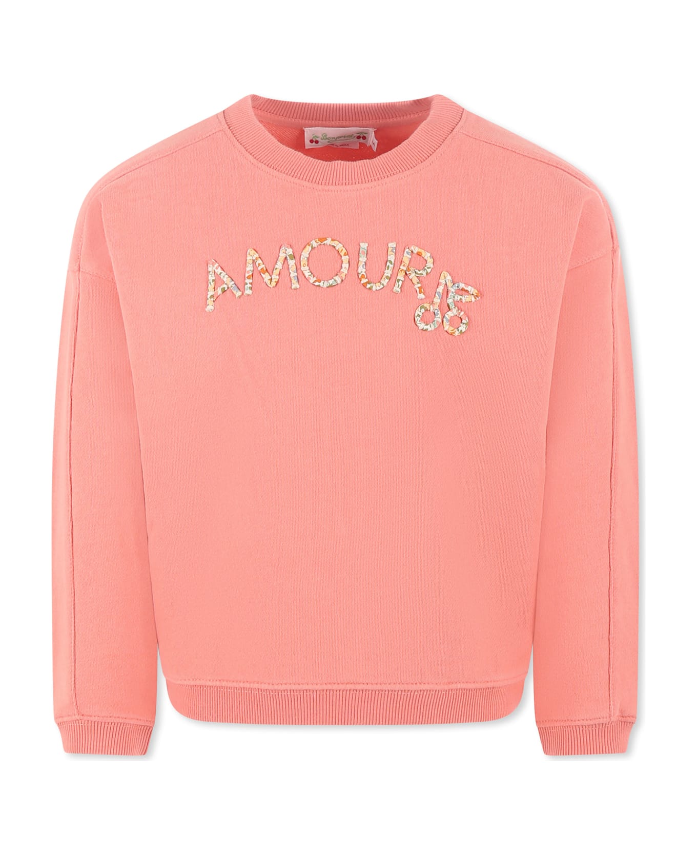 Bonpoint Pink Sweatshirt For Girl With Writing - Pink