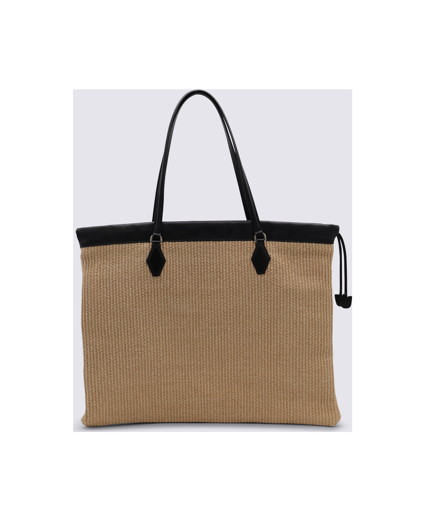 Jimmy Choo Natural Drawstring Tote L - NATURAL/BLACK/LIGHT GOLD