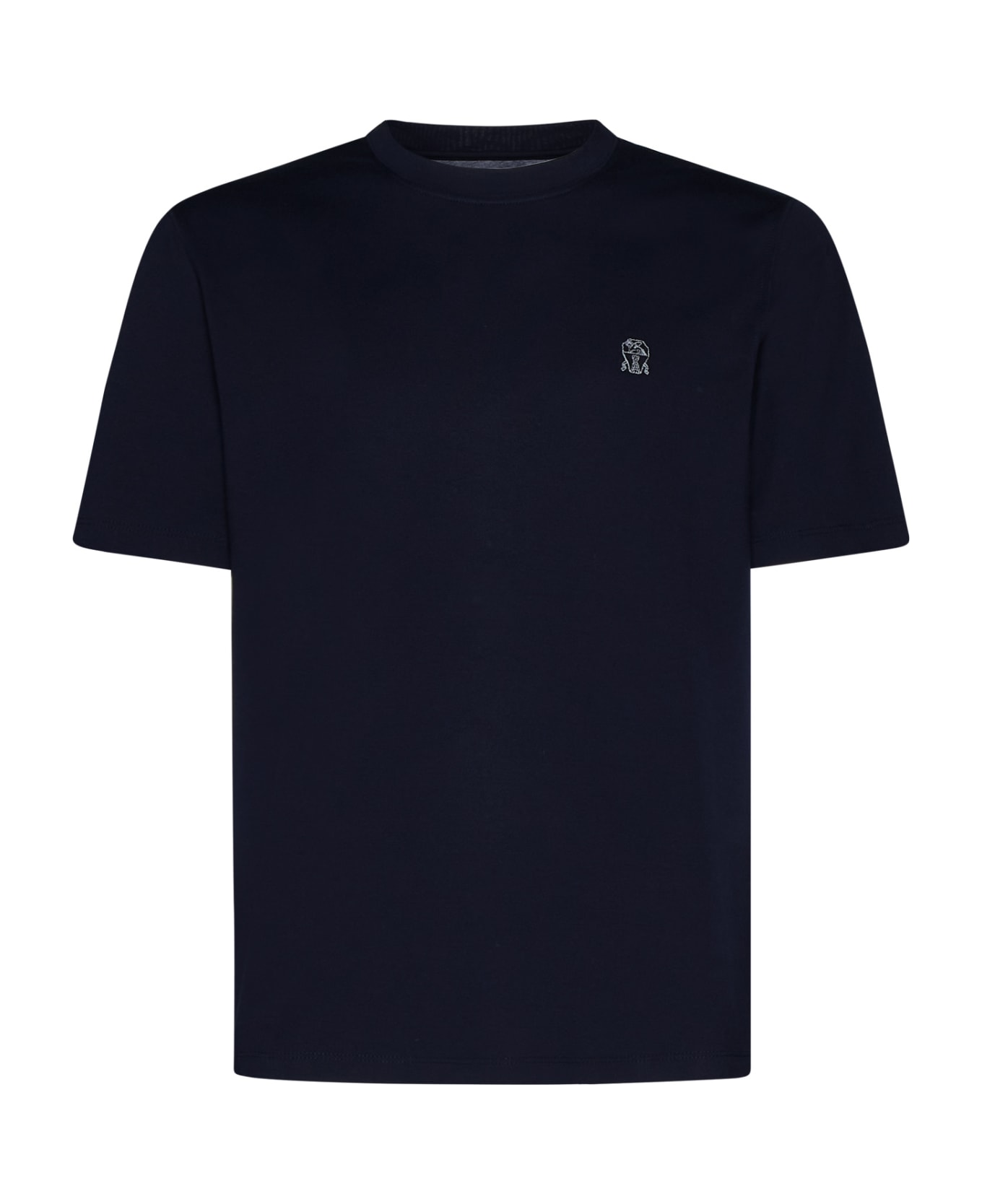 Brunello Cucinelli Crew-neck T-shirt With Logo - Blue