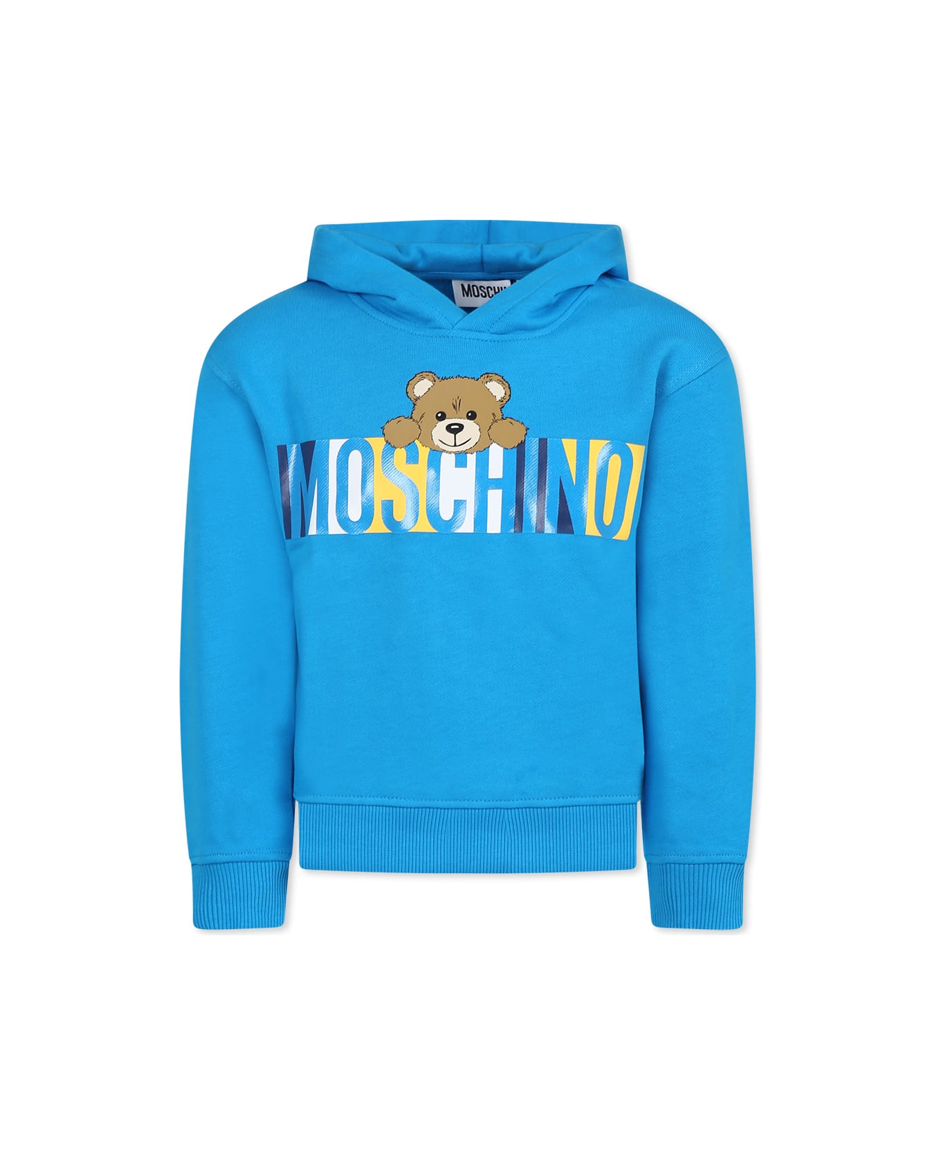 Moschino Light Blue Sweatshirt For Boy With Teddy Bear - Light Blue