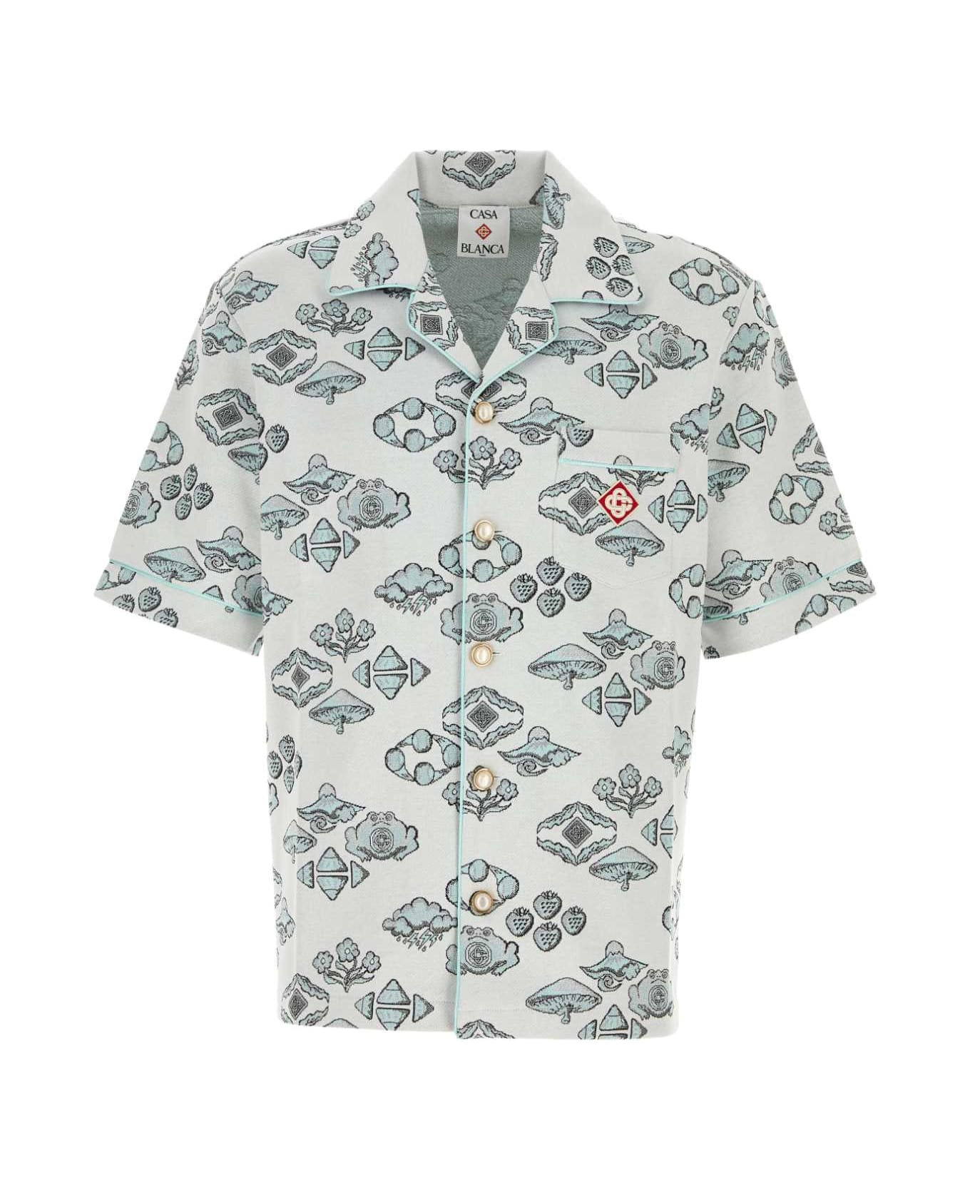 Casablanca Embroidered Stretch Jacquard Shirt - OFFWHITEMULTI