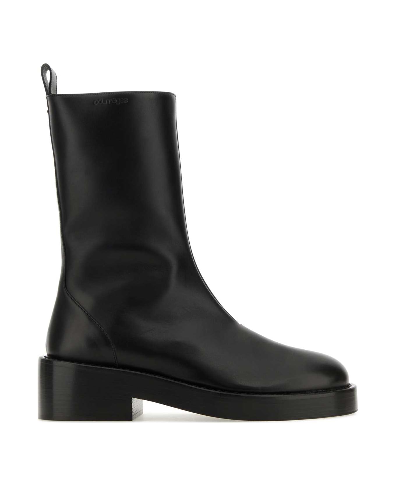 Courrèges Black Leather Ankle Boots - Black