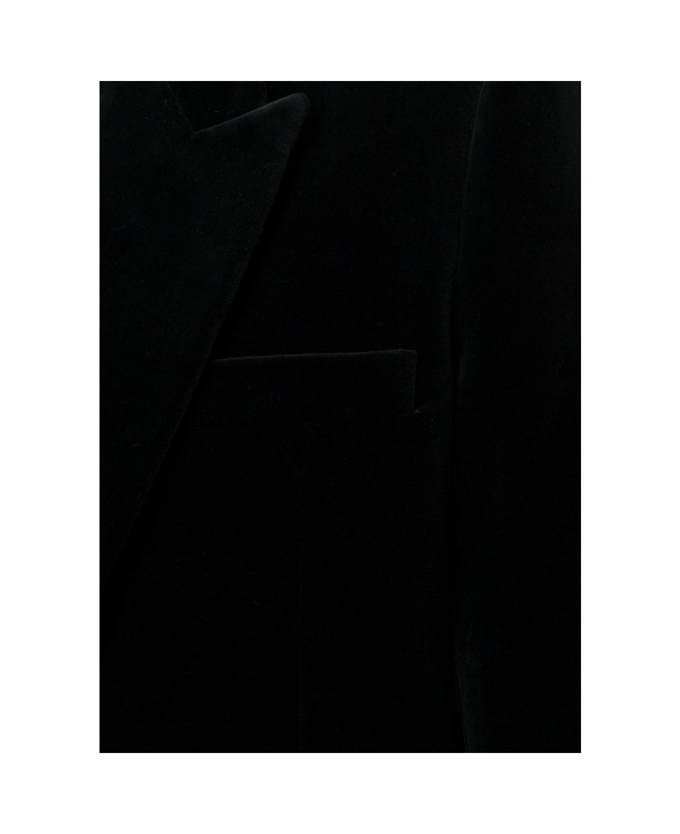Saint Laurent Dark Green Single-breasted Jacket With Single Button In Velvet Man - Verde scuro